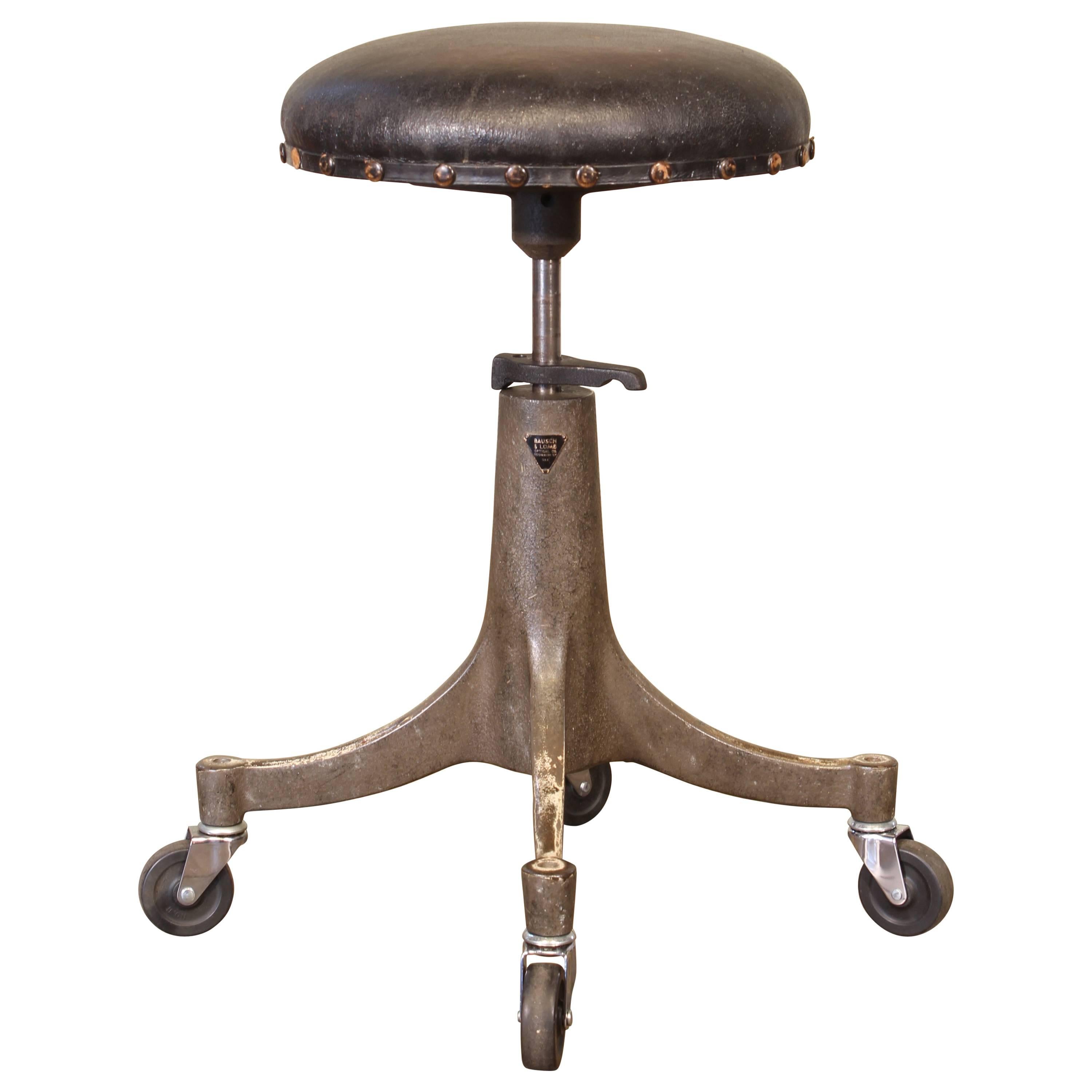 Optician's Stool - Original Bausch and Lomb Medical Adjustable Rolling at  1stDibs | vintage rolling stool, vintage medical stool, doctor stool with  wheels