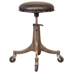 Vintage Optician's Stool - Original Bausch & Lomb Medical Adjustable Rolling