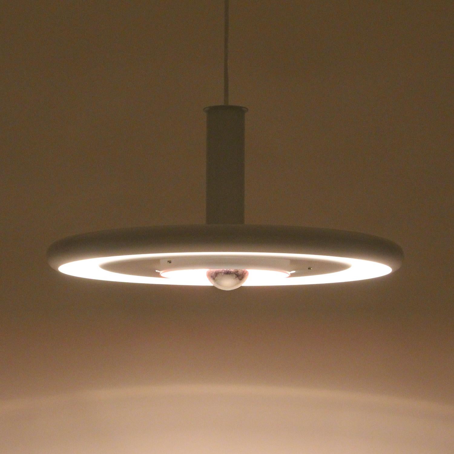 Danish OPTIMA 6 White Pendant Light by Hans Due for Fog & Mørup in 1972