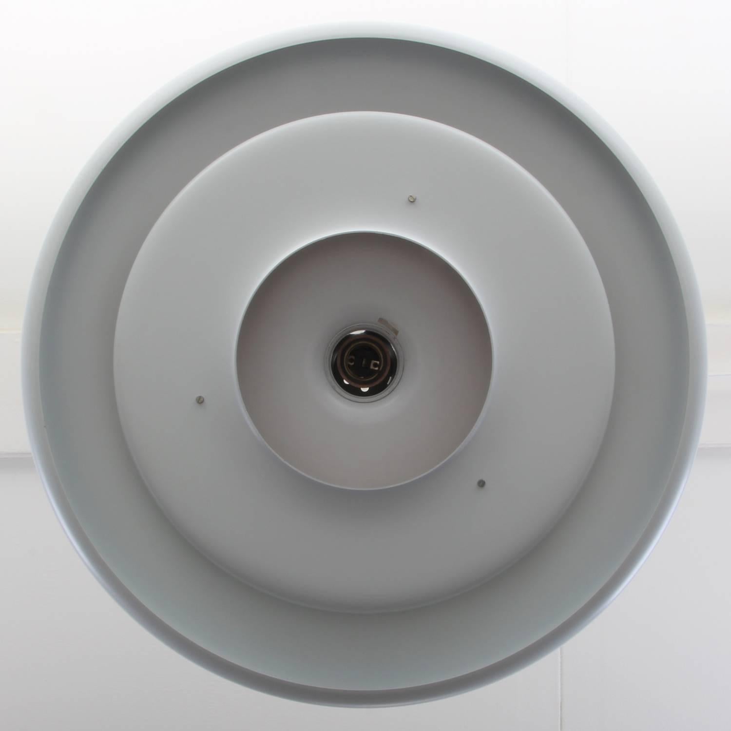 Metal Optima 6, White Minimalist Ceiling Lighting by Hans Due in 1972 for Fog & Mørup For Sale