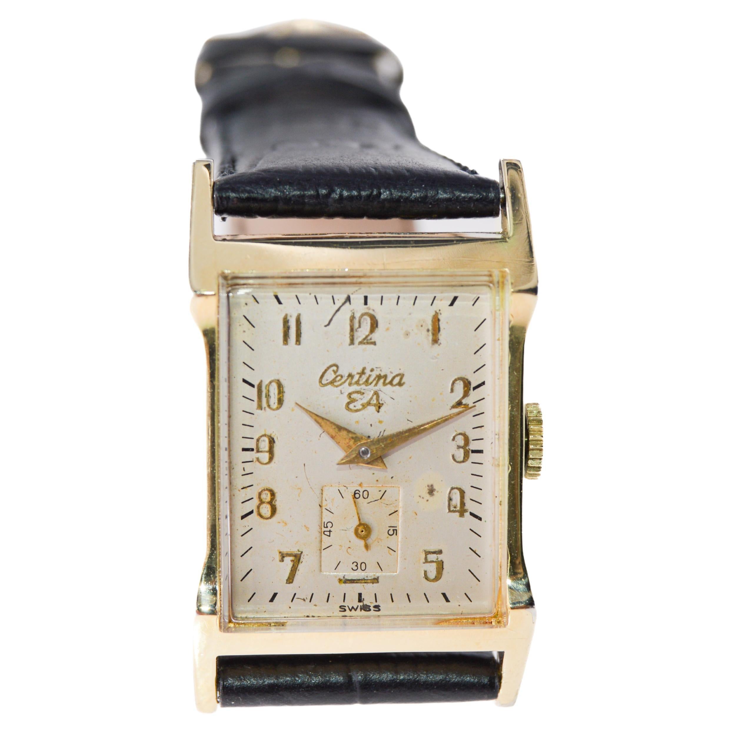 Women's or Men's Optima Gold-Filled Art Deco Tank Stye Watch with Original Dial circa 1940's  For Sale