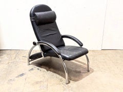 Silla reclinable Optima de Ingmar + Knut Relling - Piel negra + Cromo