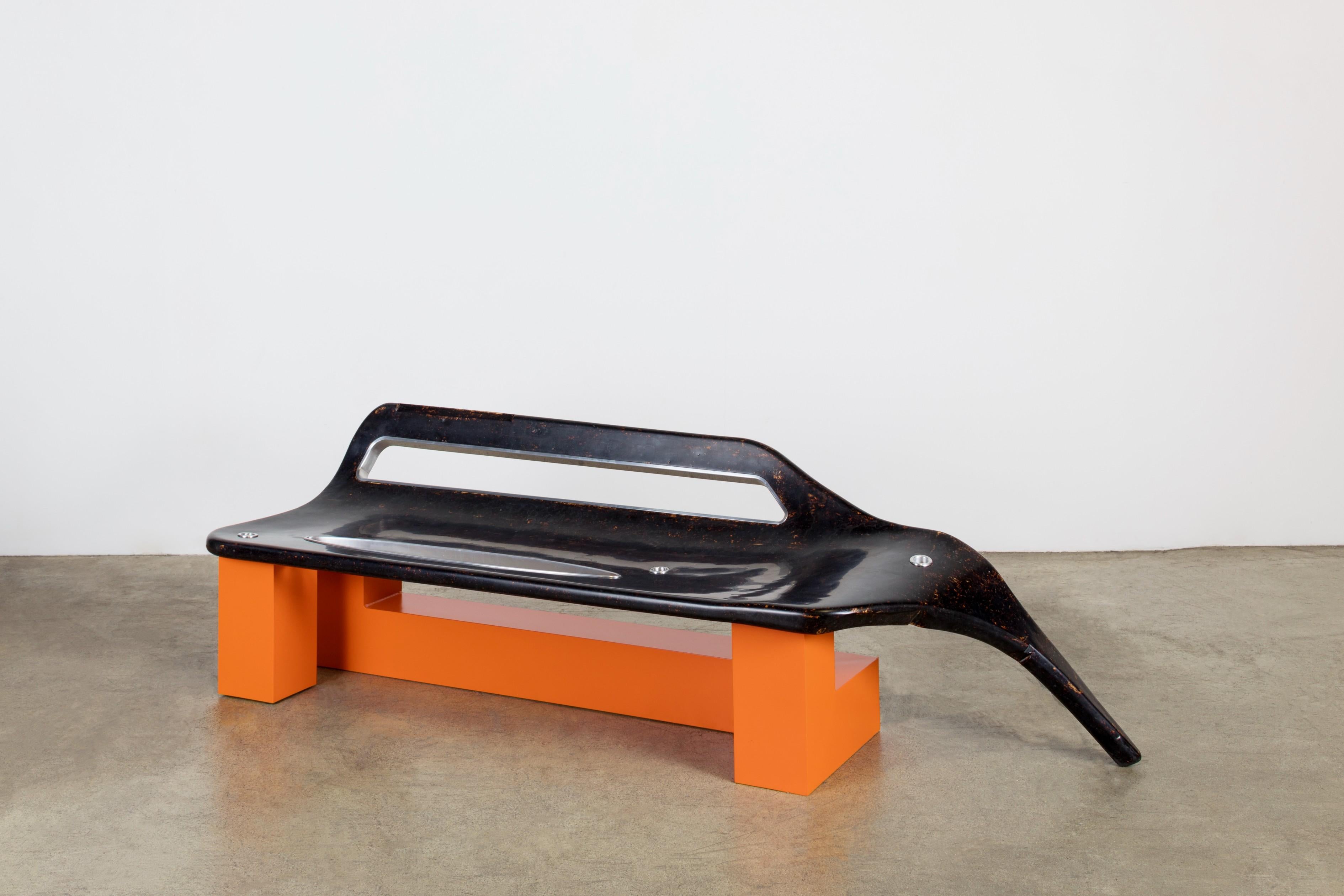 Samuel Ross [British, b. 1991]
Optimistic uncertainties solicit integration, 2021
Fired OSB, powder coated steel, brushed steel
77 x 22.5 x 23 inches
195.5 x 57 x 58.5 cm
Edition of 8