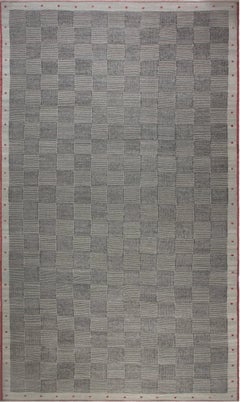 "Optique" Modern Oversized Flatweave Geometric Gray Rug by Doris Leslie Blau