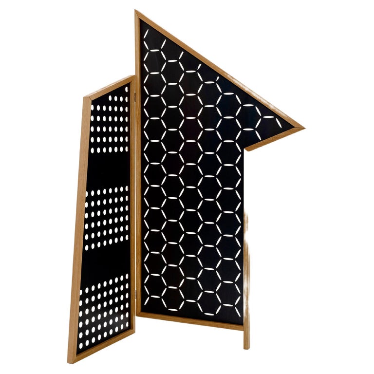 Opto 1/2 Folding Screen Black Lacquered by Colé Italia For Sale