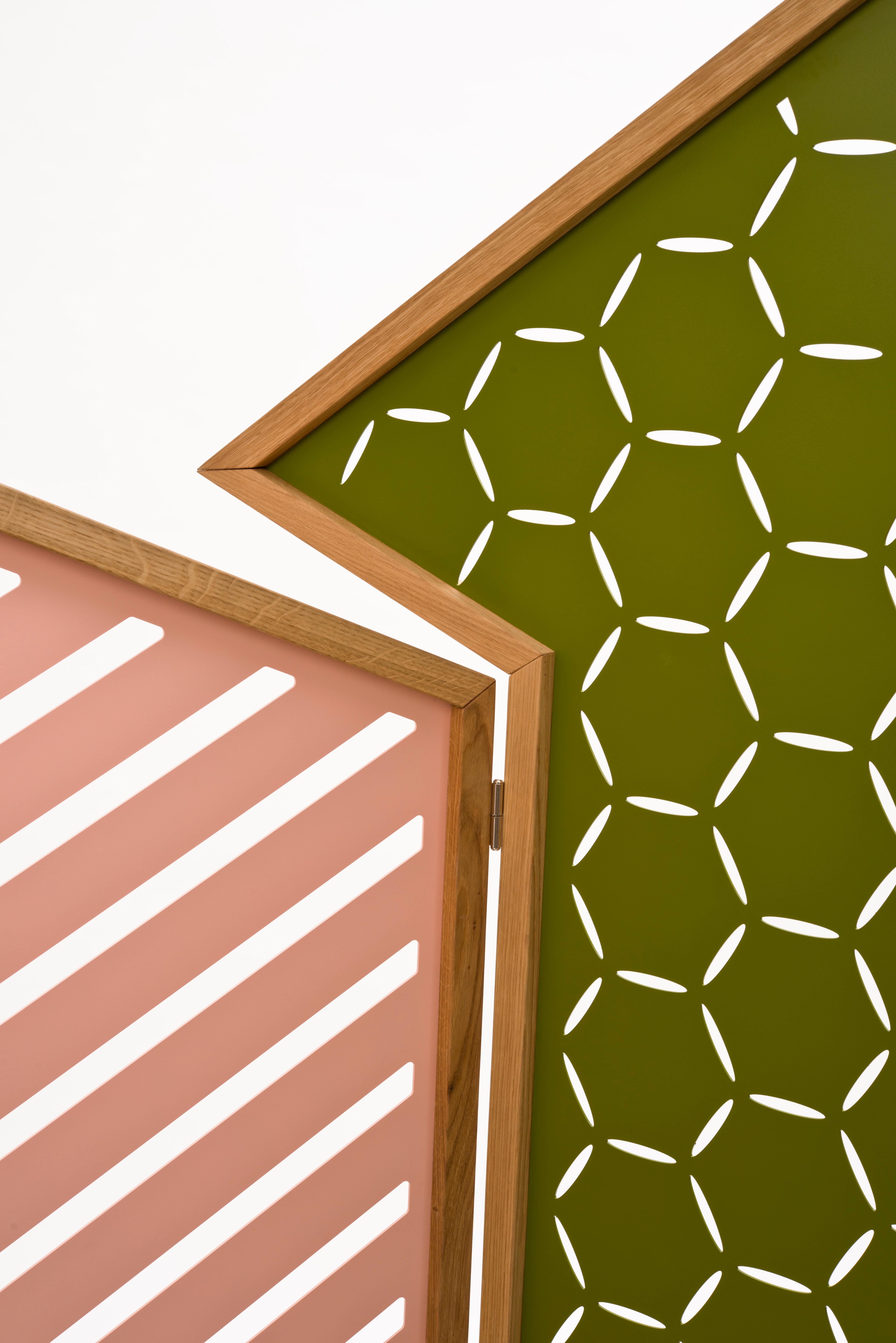 Opto, biombo A, negro, marco de roble natural, minimalista, ambiente Bauhaus en venta 3