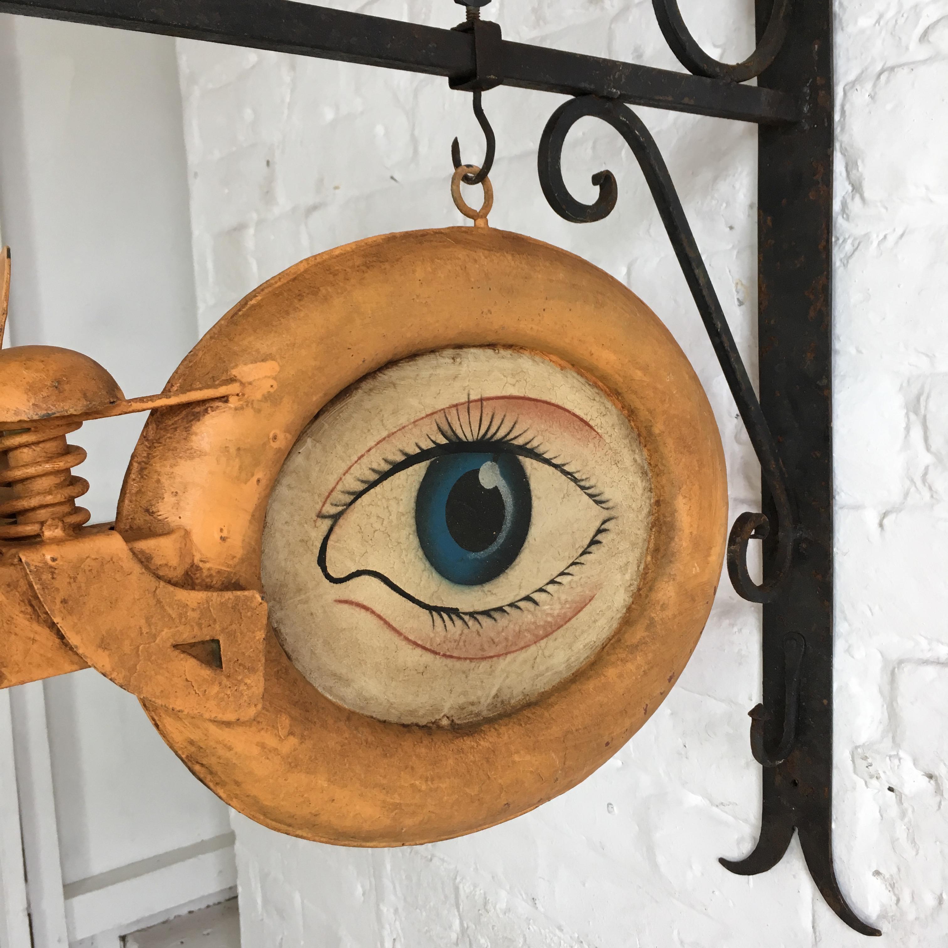 Hand-Crafted Optometrist Trade Sign with Wall Bracket, circa 1920s