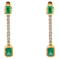 Opulenz-Ohrringe, Smaragd-Diamant-Ohrringe aus 18 Karat massivem Gelbgold