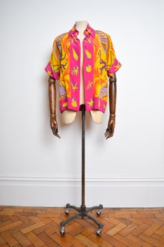 Opulent 1990's Christian Lacroix Loud Colourful Pure Silk 1990's Open Blouse