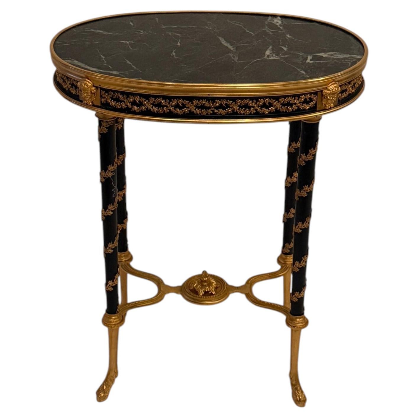 Opulent 19th Century Bronze Mounted Gueridon Table with Marble Top