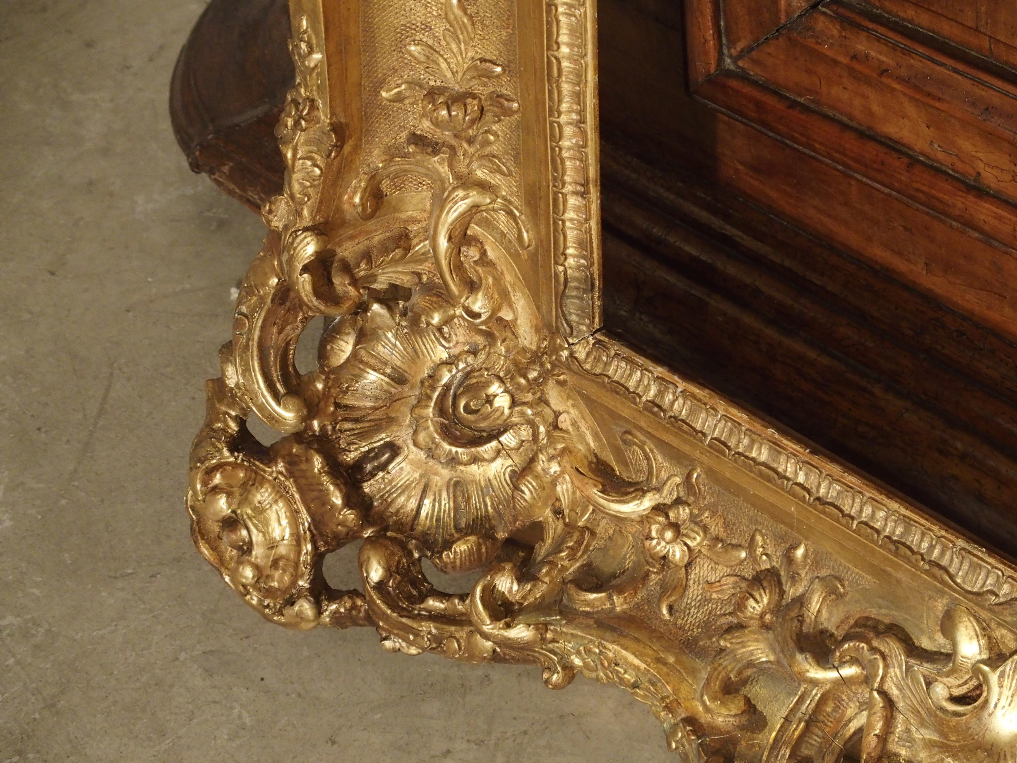 Opulent 19th Century French Louis XV Style Gold Leaf, Giltwood and Plaster Frame 4