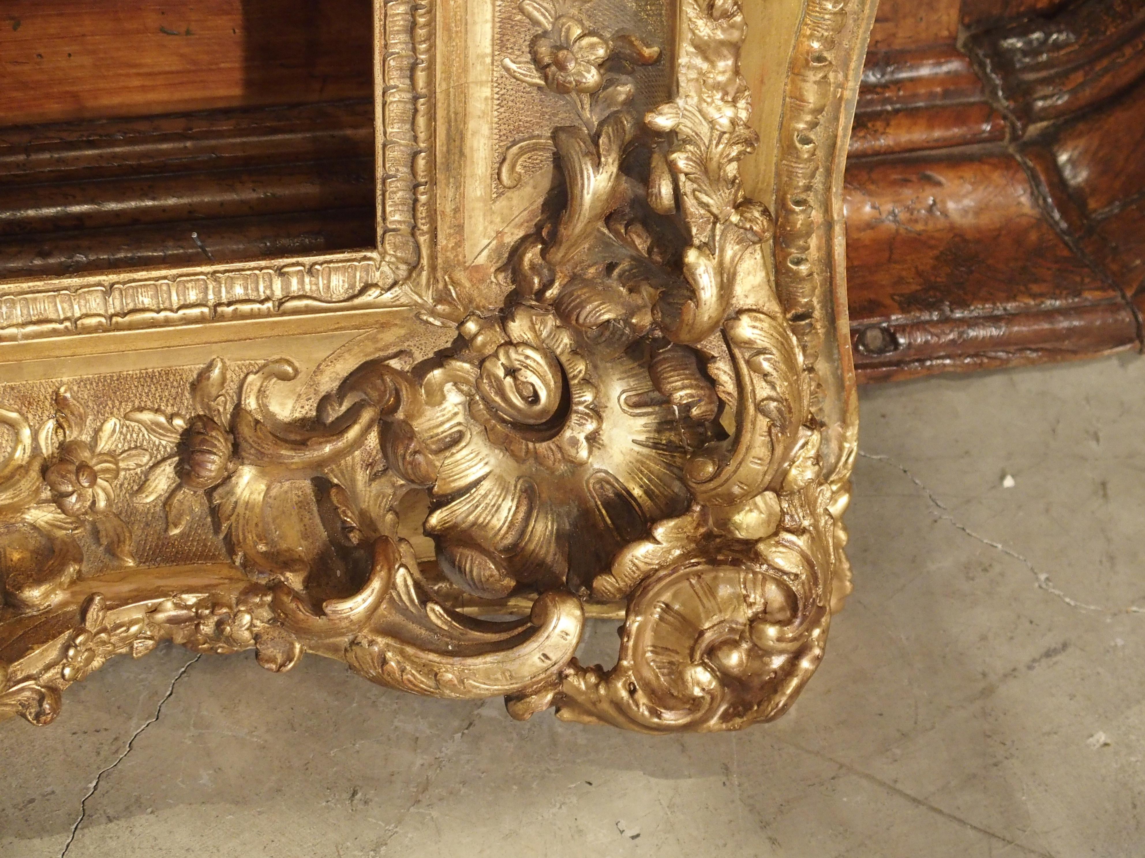 Opulent 19th Century French Louis XV Style Gold Leaf, Giltwood and Plaster Frame 7