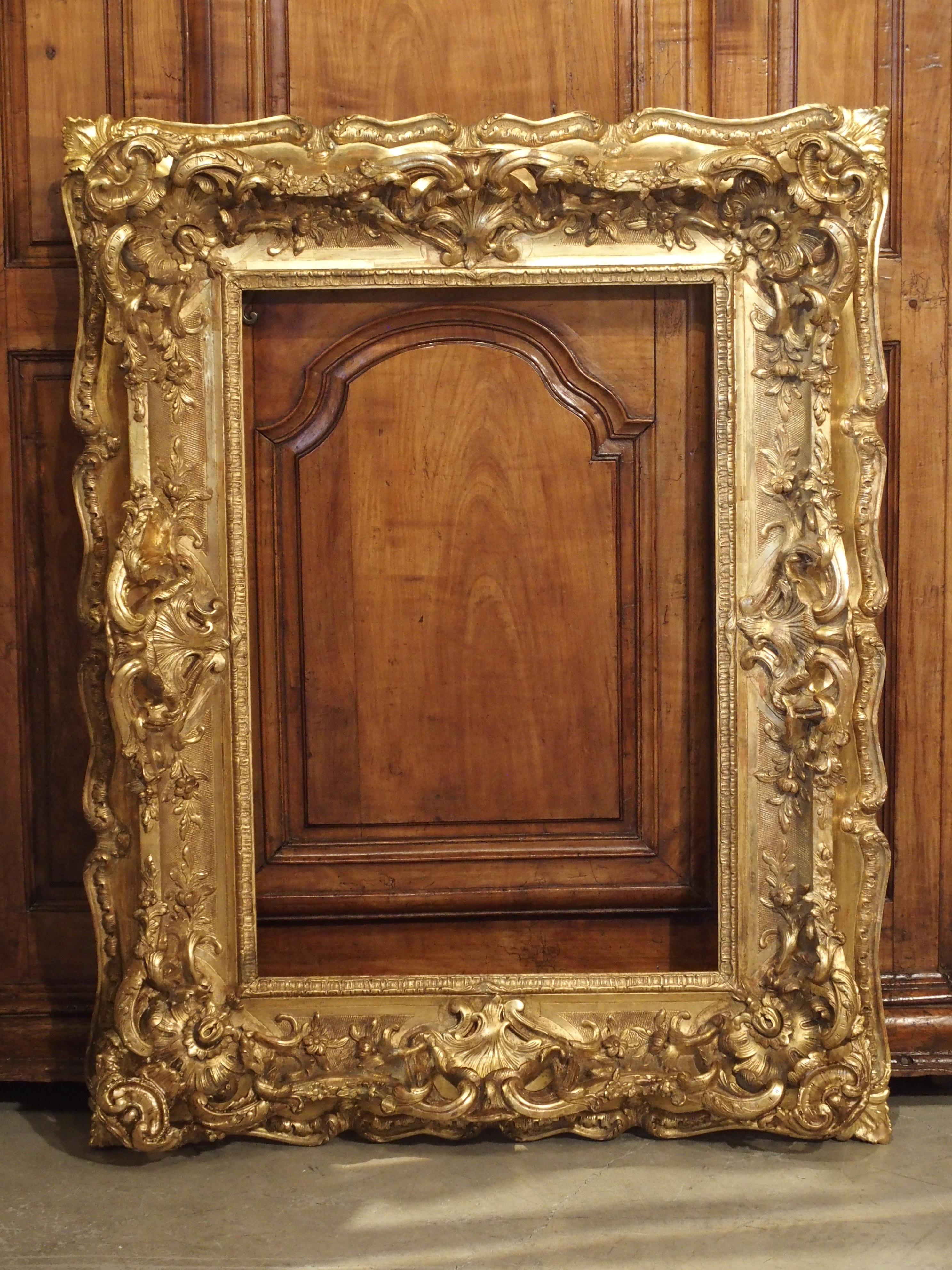 Opulent 19th Century French Louis XV Style Gold Leaf, Giltwood and Plaster Frame 13