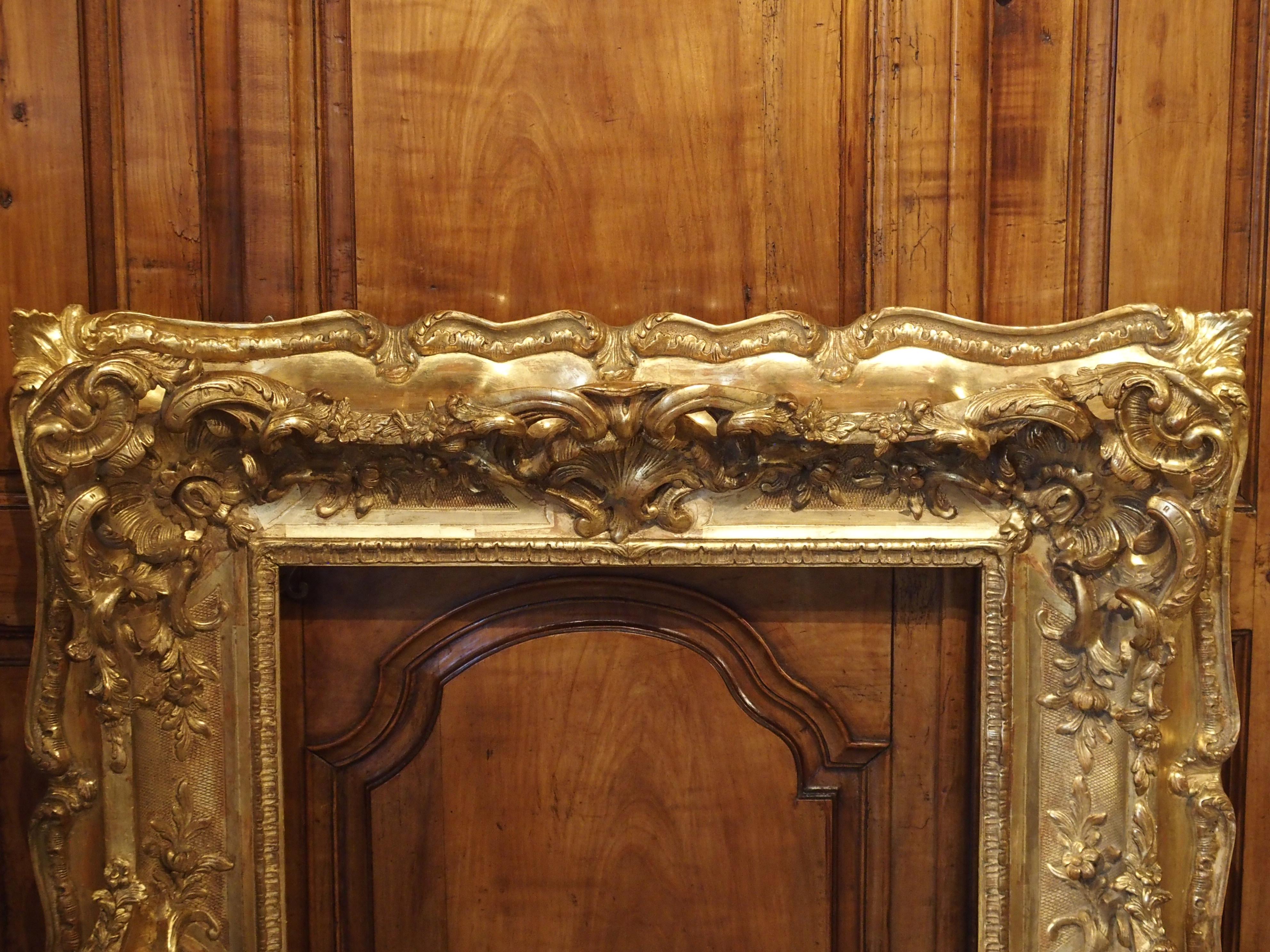 Carved Opulent 19th Century French Louis XV Style Gold Leaf, Giltwood and Plaster Frame