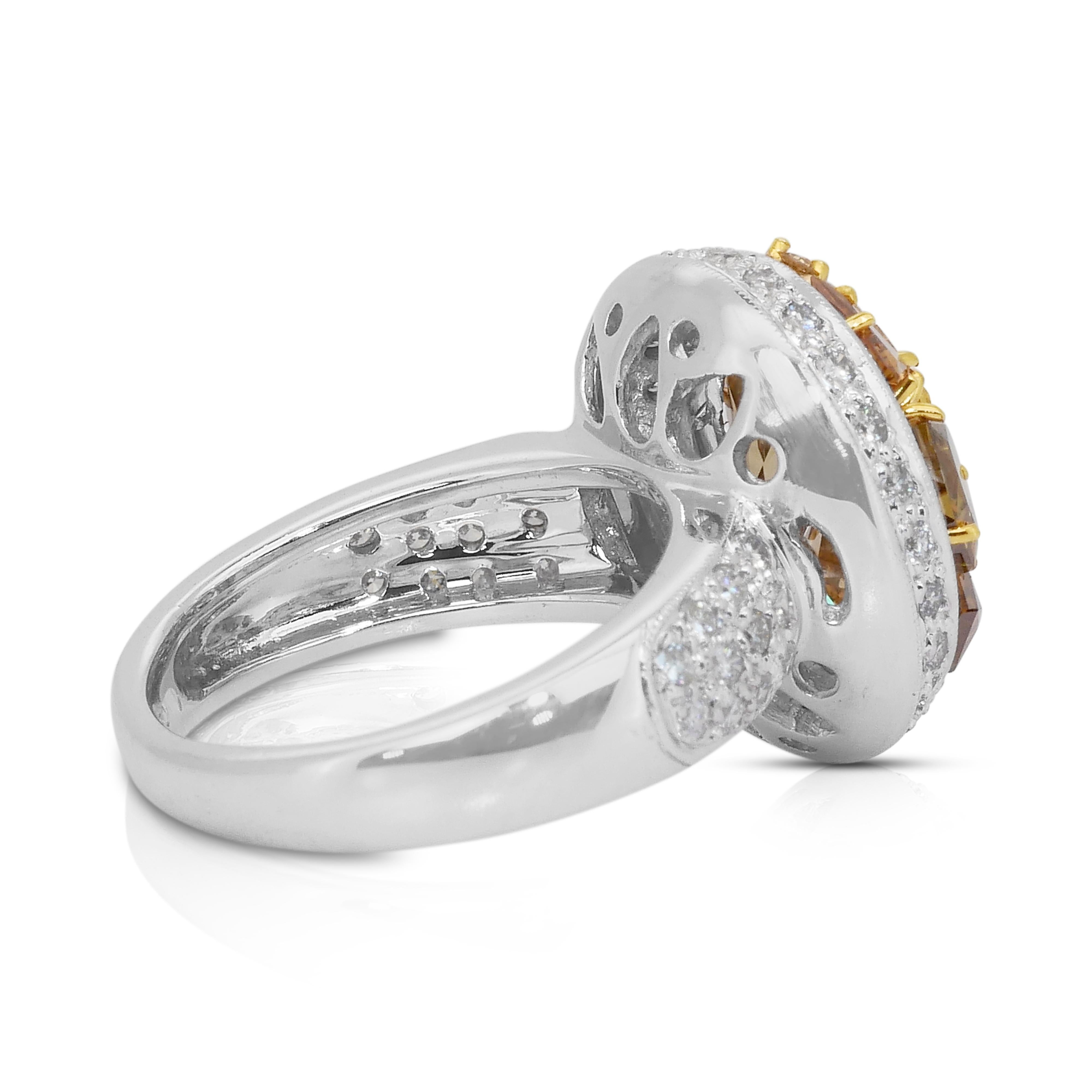 Opulenter Cocktailring mit 3,81 Karat Diamanten aus 18k Weißgold - IGI zertifiziert (Rundschliff) im Angebot