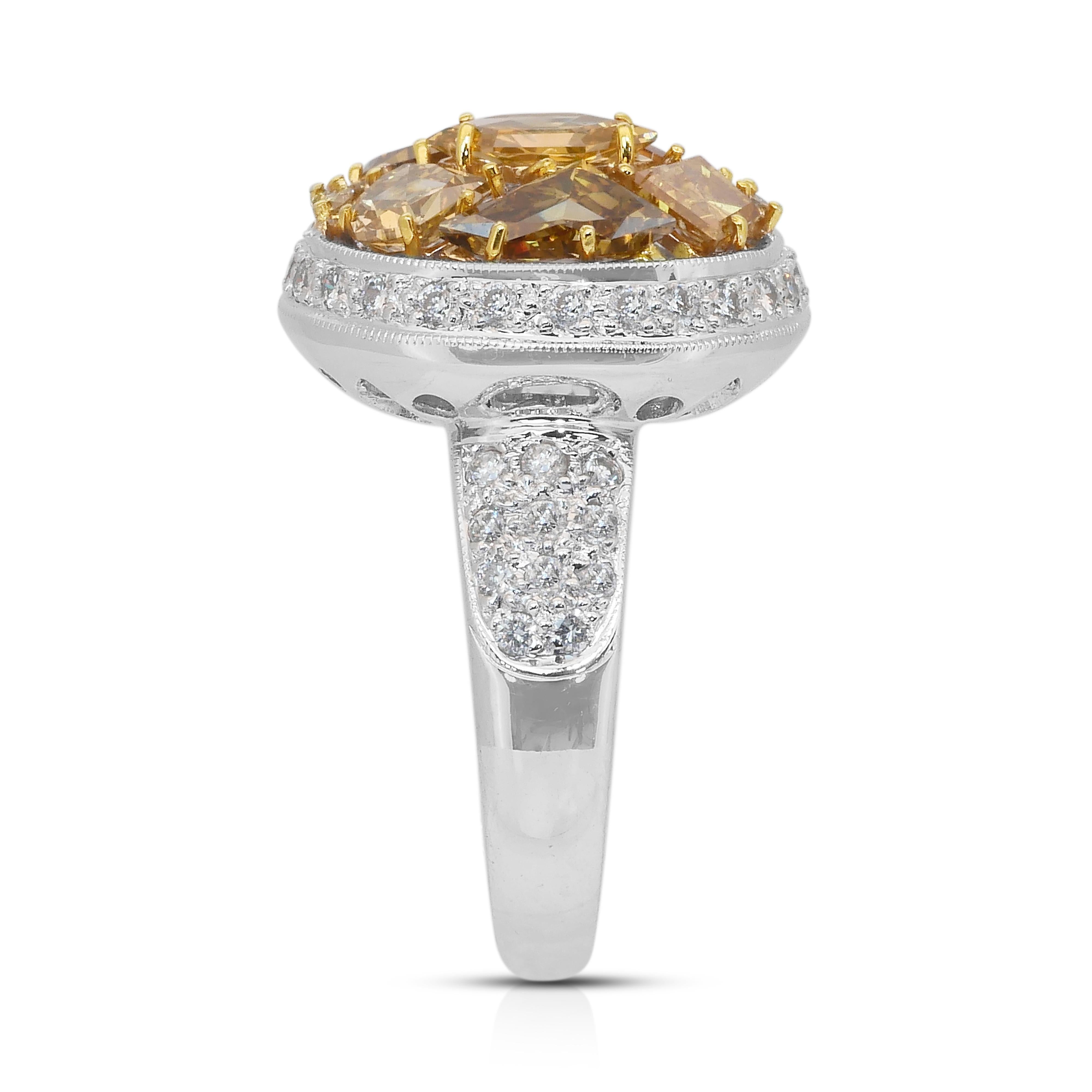 Opulenter Cocktailring mit 3,81 Karat Diamanten aus 18k Weißgold - IGI zertifiziert im Angebot 1