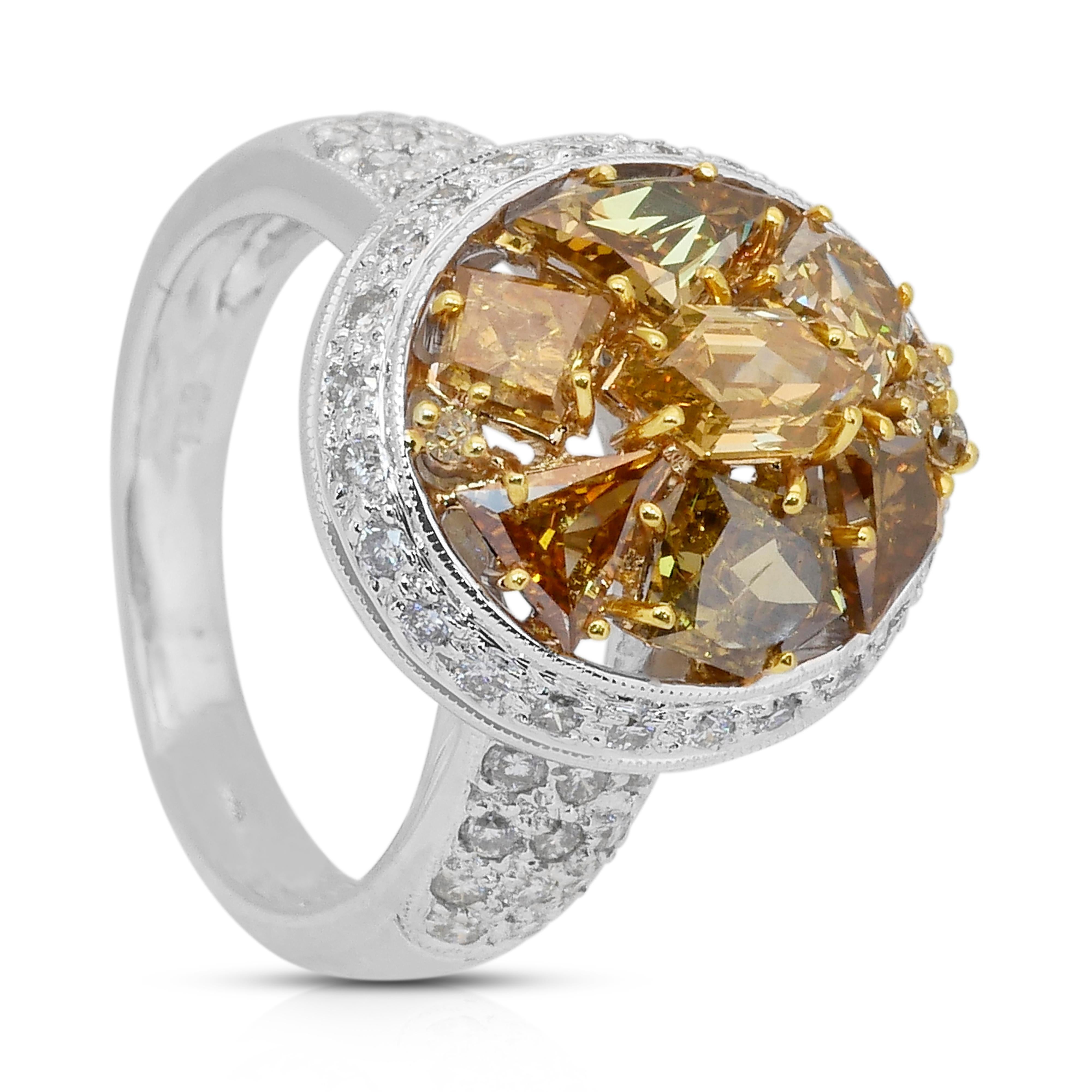 Opulenter Cocktailring mit 3,81 Karat Diamanten aus 18k Weißgold - IGI zertifiziert im Angebot 2