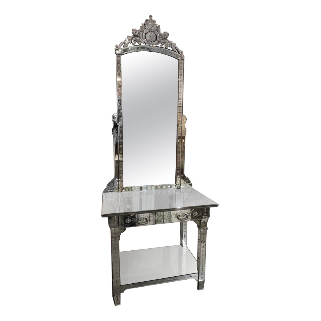 Opulent Art Deco Style Mirror Console-1920s France For Sale