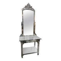Antique Opulent Art Deco Style Mirror Console-1920s France