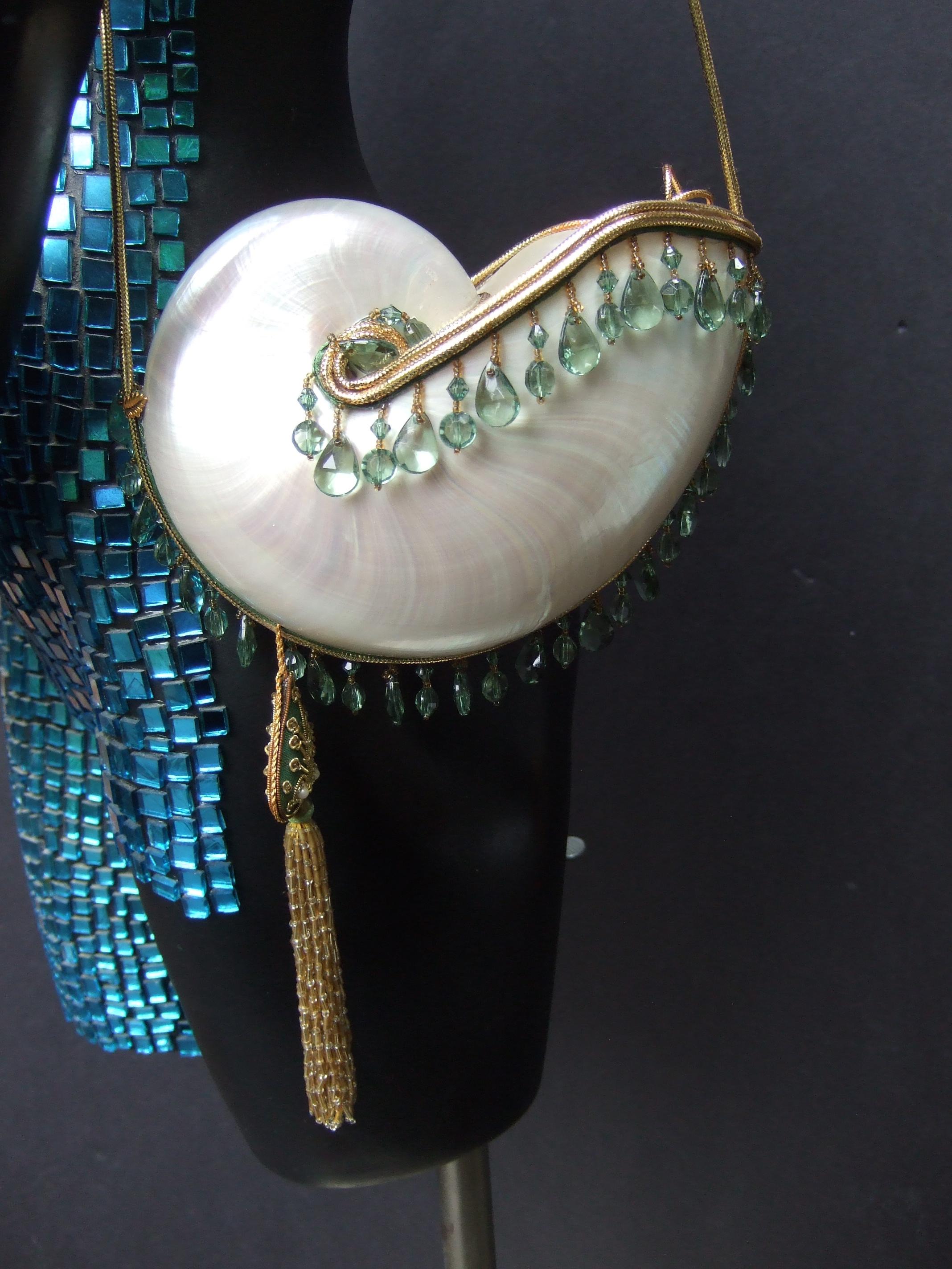 Opulent Artisan Chamber Nautilus Jeweled Shell Evening Bag c 1970s 5