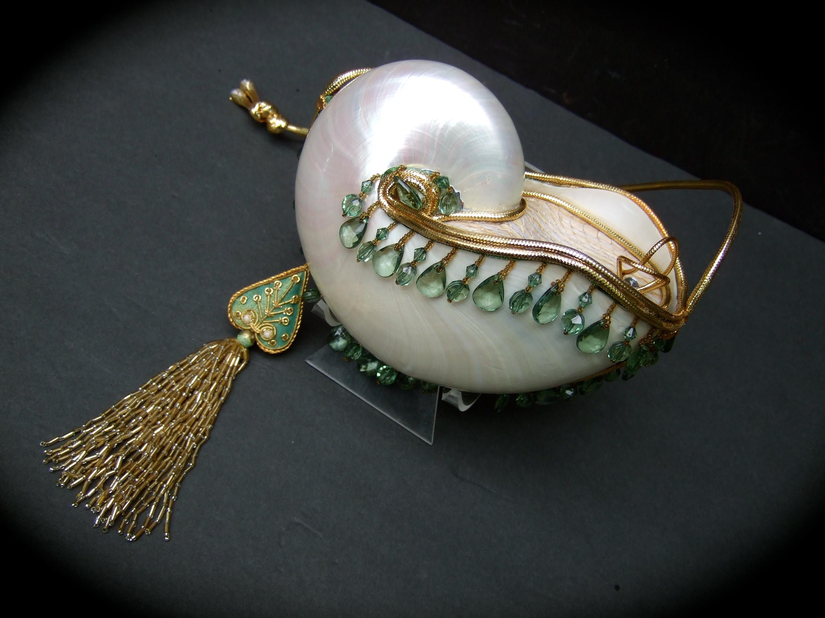 Opulent Artisan Chamber Nautilus Jeweled Shell Evening Bag c 1970s 7