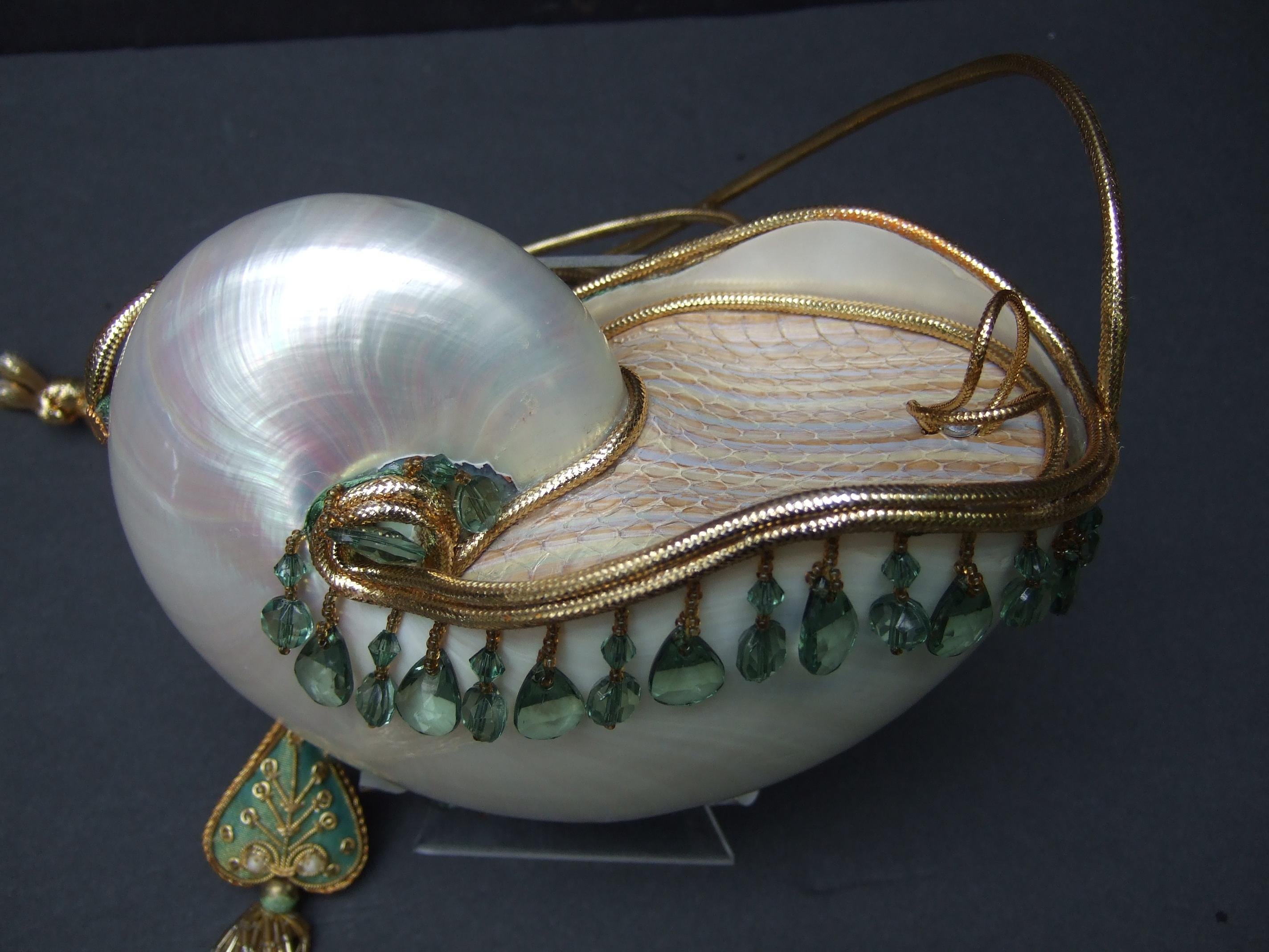 Opulent Artisan Chamber Nautilus Jeweled Shell Evening Bag c 1970s 8