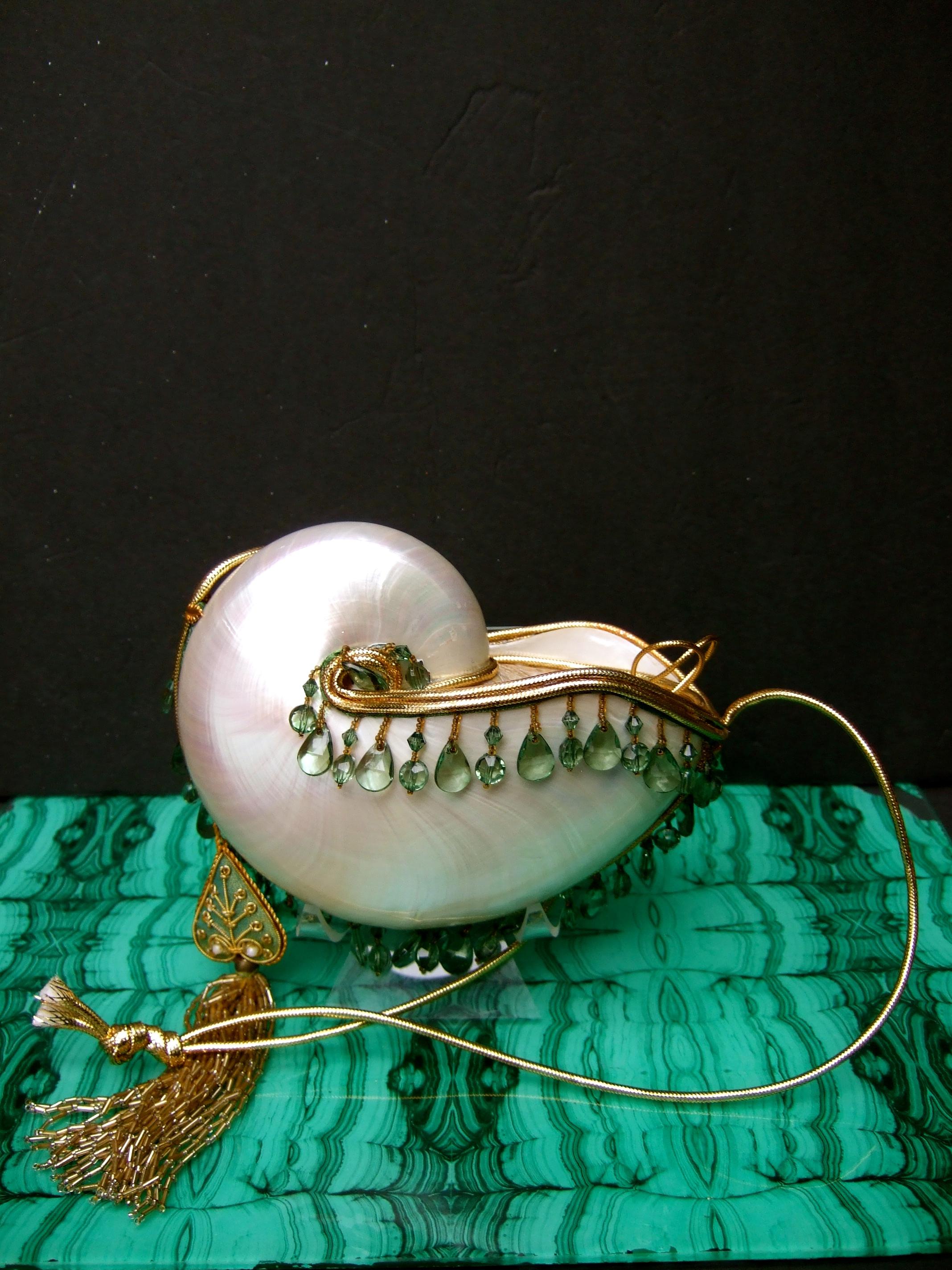 Opulente Artisan Chamber Nautilus Jeweled Shell Abendtasche c 1970s 11