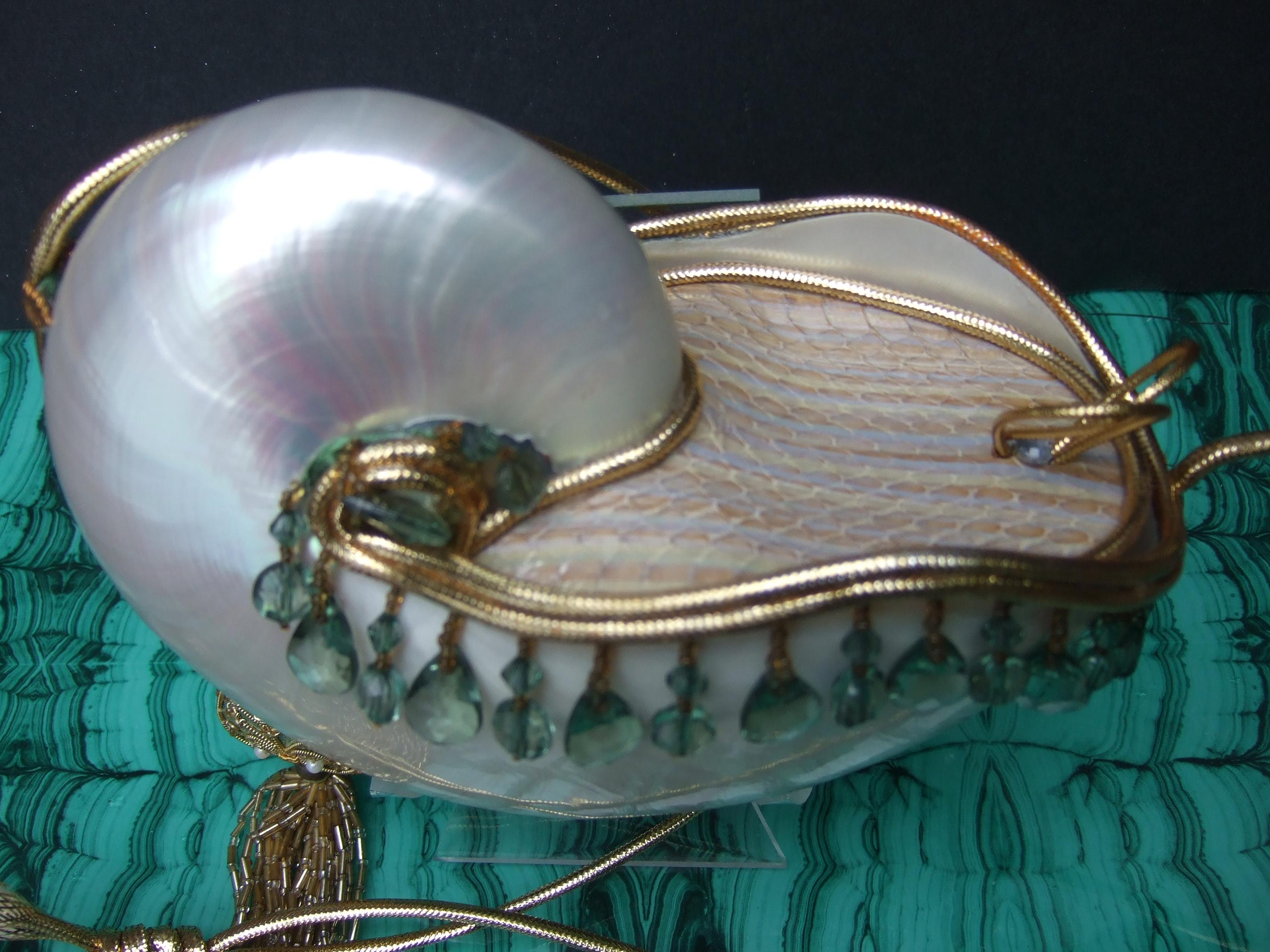 Opulent Artisan Chamber Nautilus Jeweled Shell Evening Bag c 1970s 12