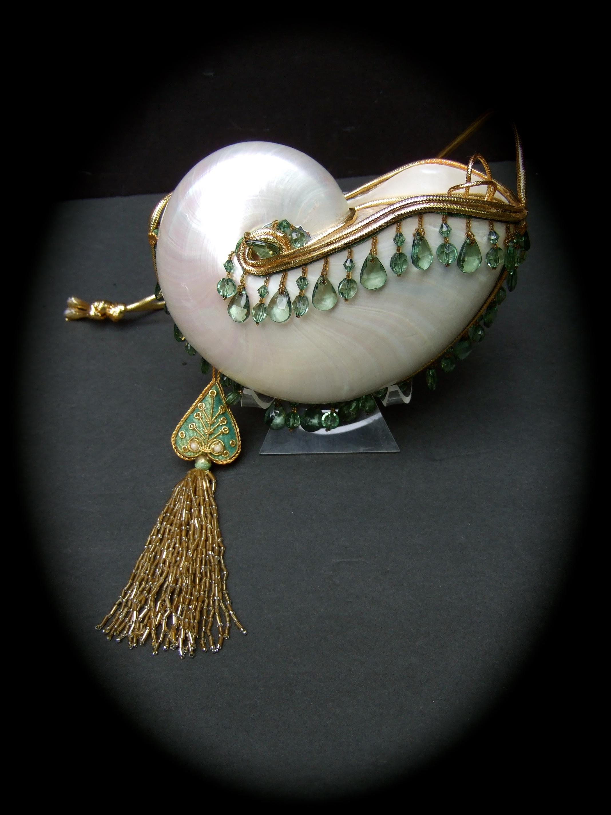 Opulent Artisan Chamber Nautilus Jeweled Shell Evening Bag c 1970s 2