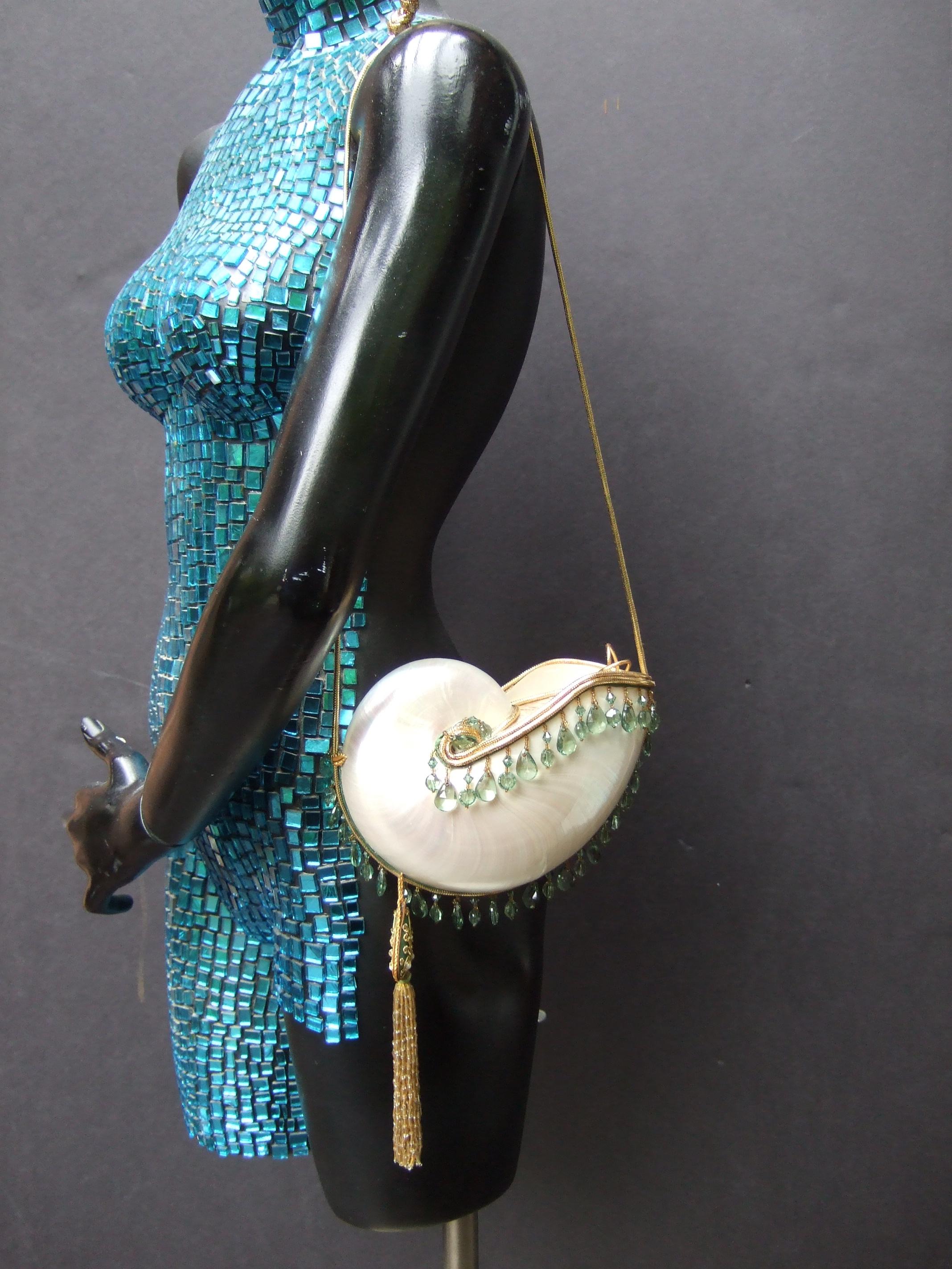 Opulente Artisan Chamber Nautilus Jeweled Shell Abendtasche c 1970s 3