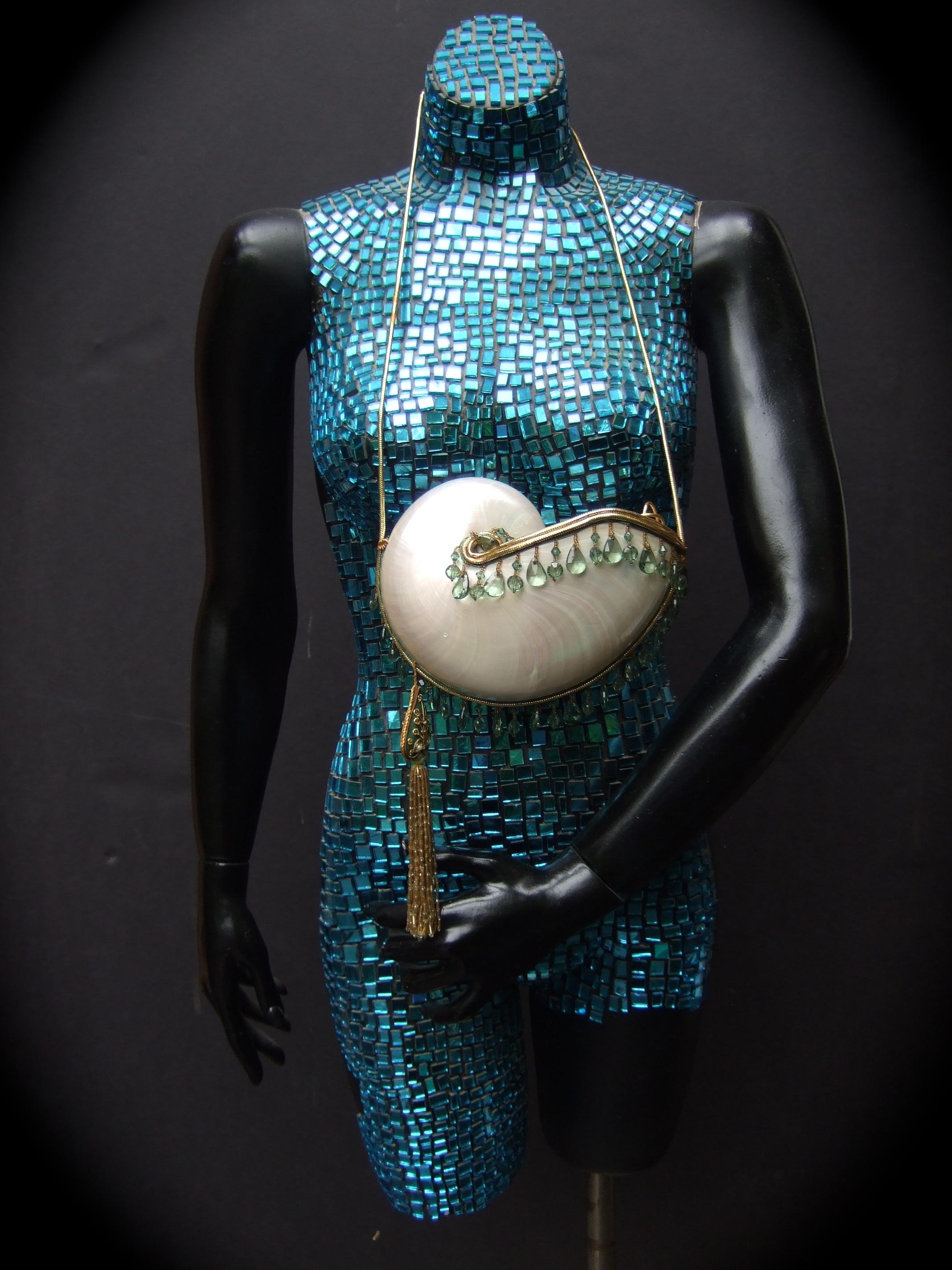 Opulente Artisan Chamber Nautilus Jeweled Shell Abendtasche c 1970s 4