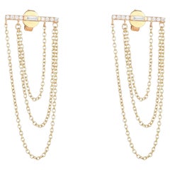 Opulent Cascade 14K (or 18k upon request) Yellow Gold Diamond Drop Earrings