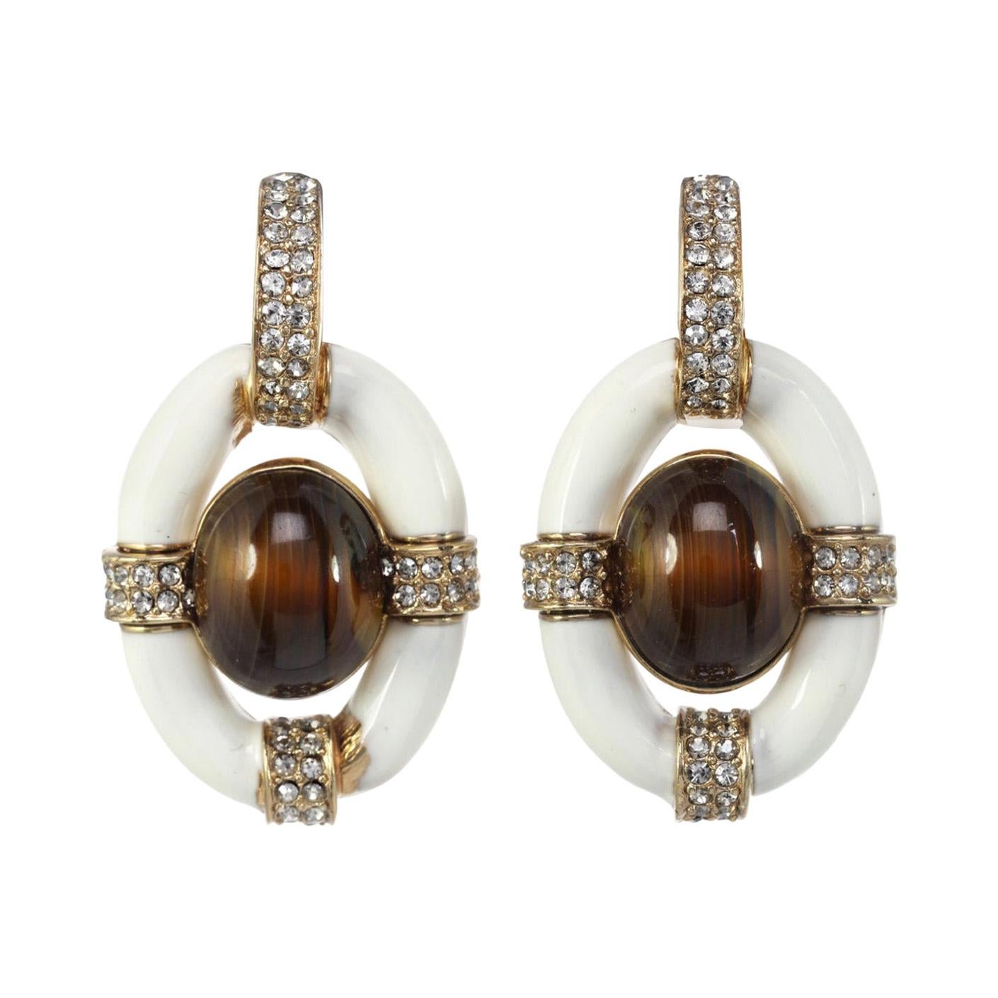 Opulent Door Knocker PIERCED Earrings in Ivory For Sale at 1stDibs