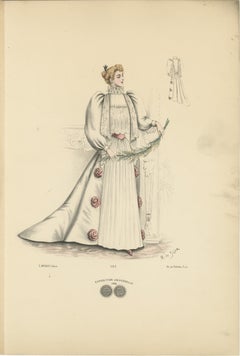 Opulent Fashions of the Victorian Era: Lithograph by L. Michau and M. de Solar