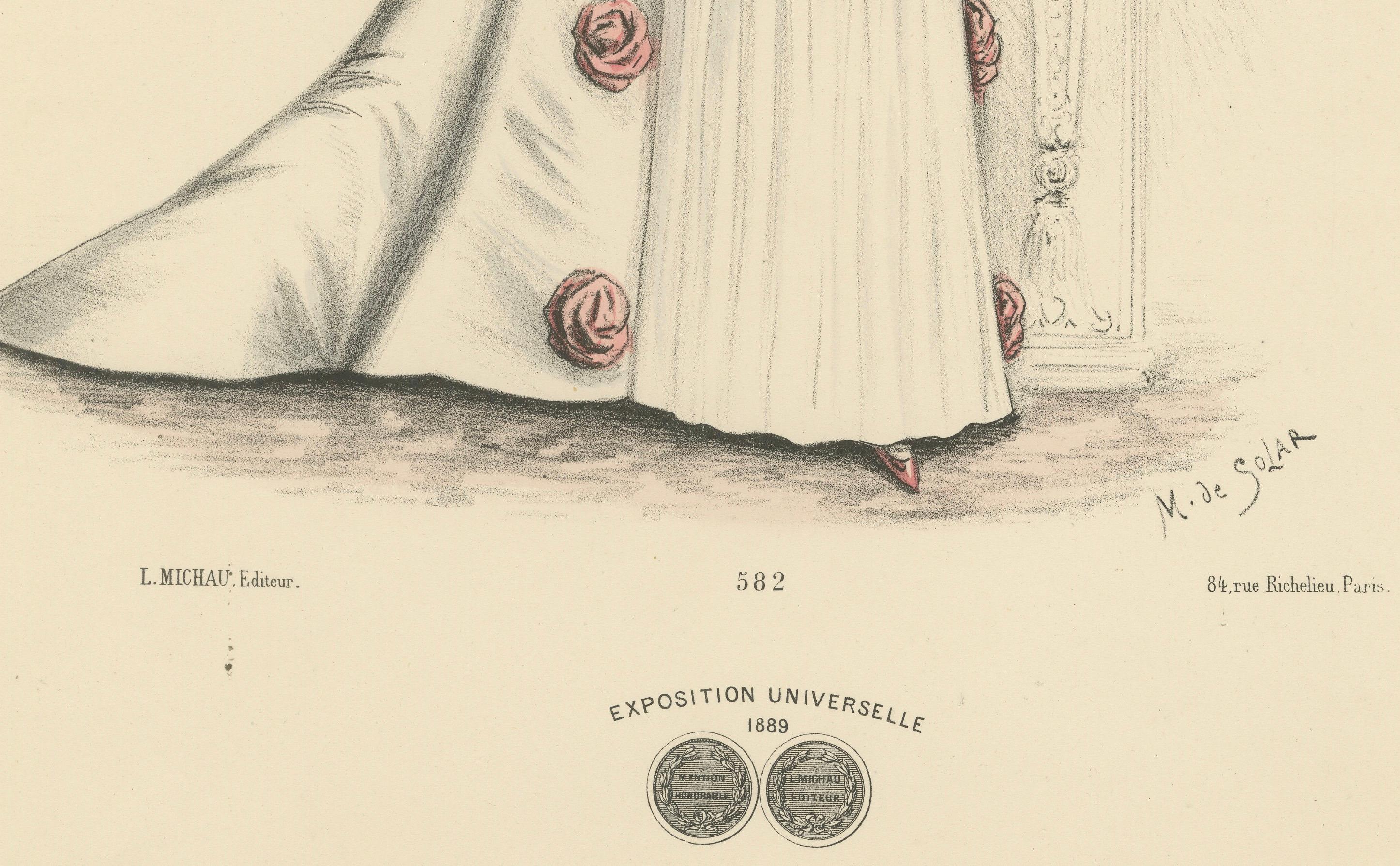 Modas Opulentas de la Época Victoriana: Litografía de L. Michau y M. de Solar en Bueno estado para la venta en Langweer, NL