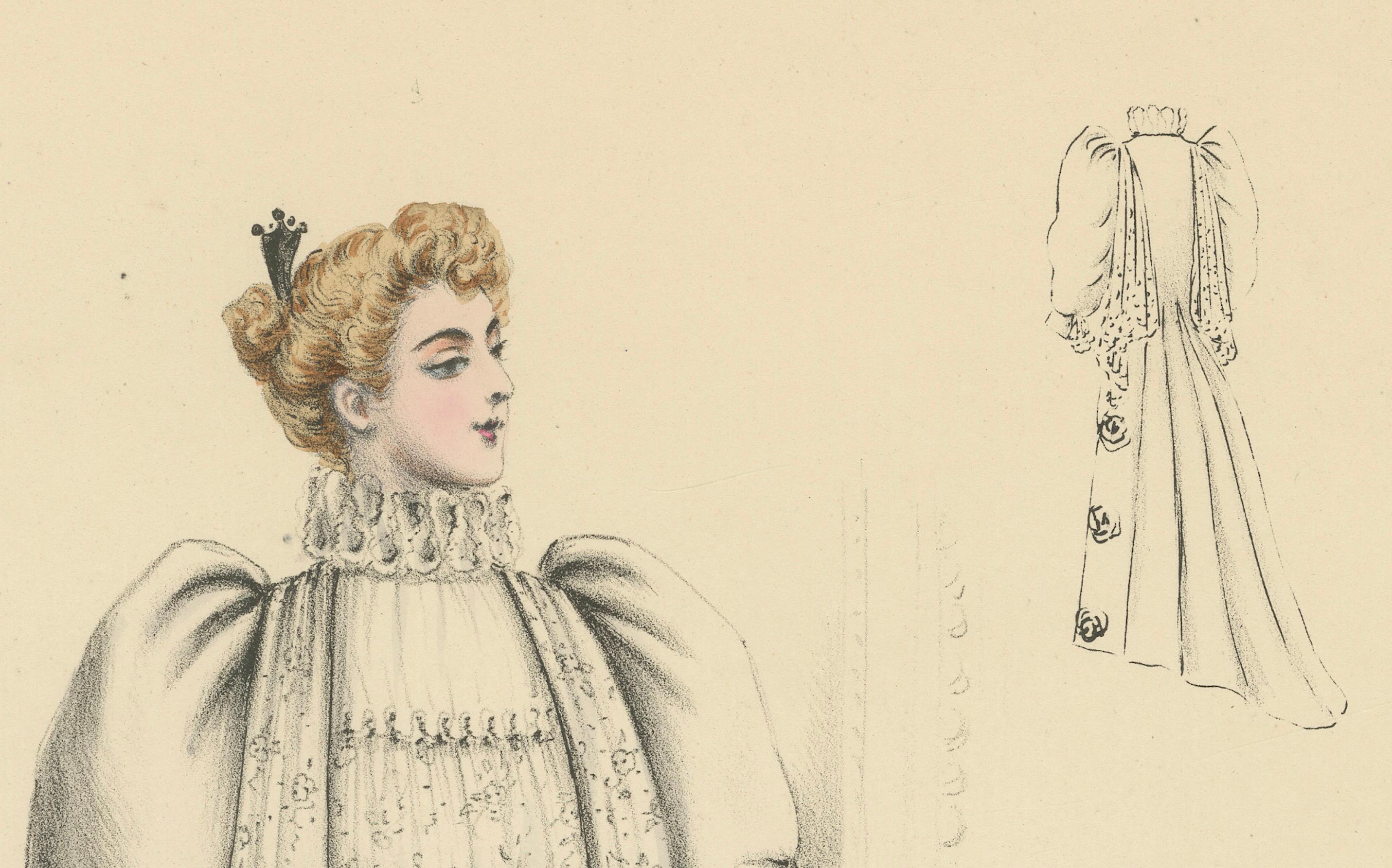 Modas Opulentas de la Época Victoriana: Litografía de L. Michau y M. de Solar en venta 1