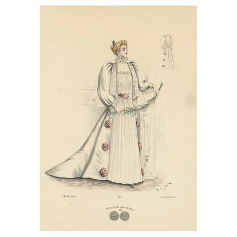 Opulent Fashions of the Victorian Era: Lithograph by L. Michau and M. de Solar
