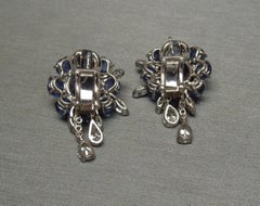 Opulent GIA Sapphire Shield Platinum Ear Clips