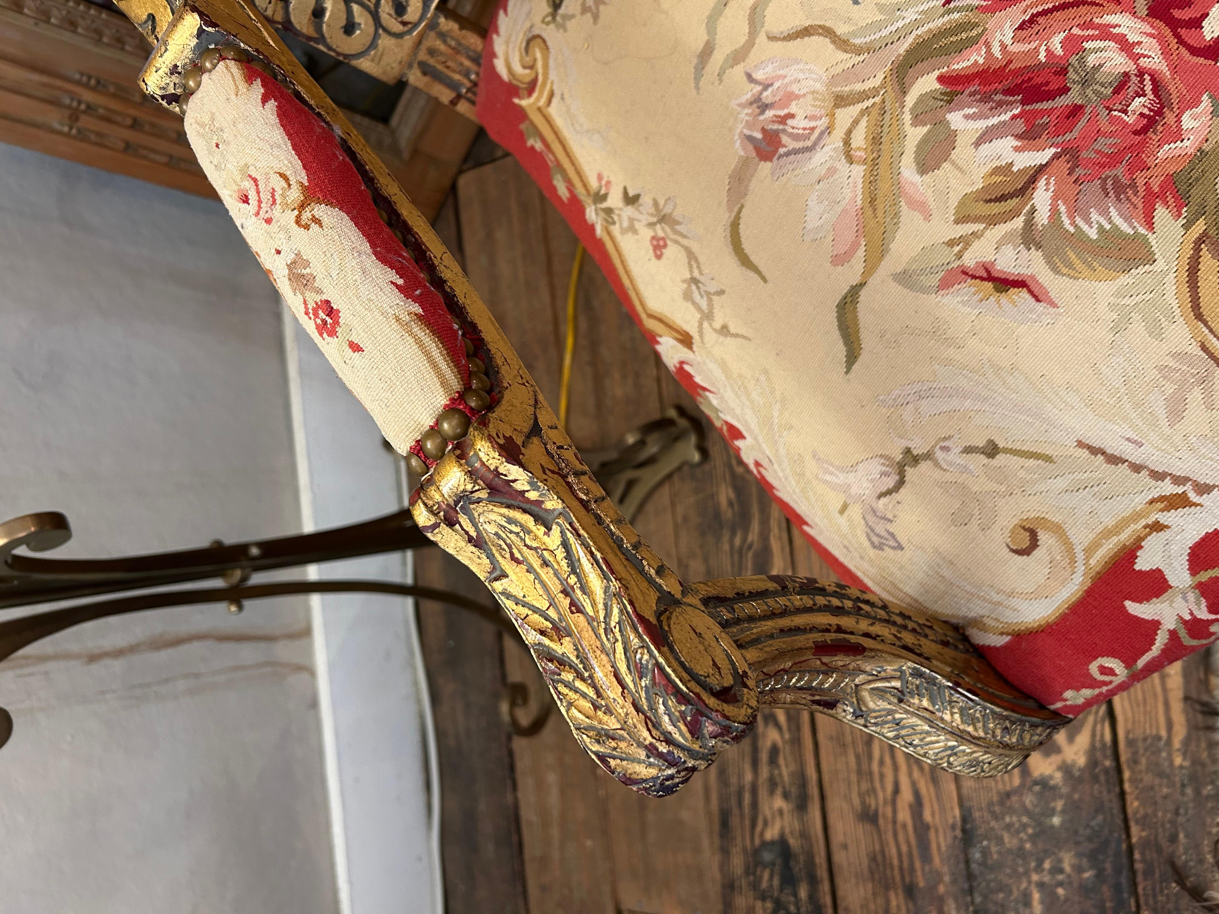 Opulent Giltwood & Tapestry Armchair Made for Royalty For Sale 4