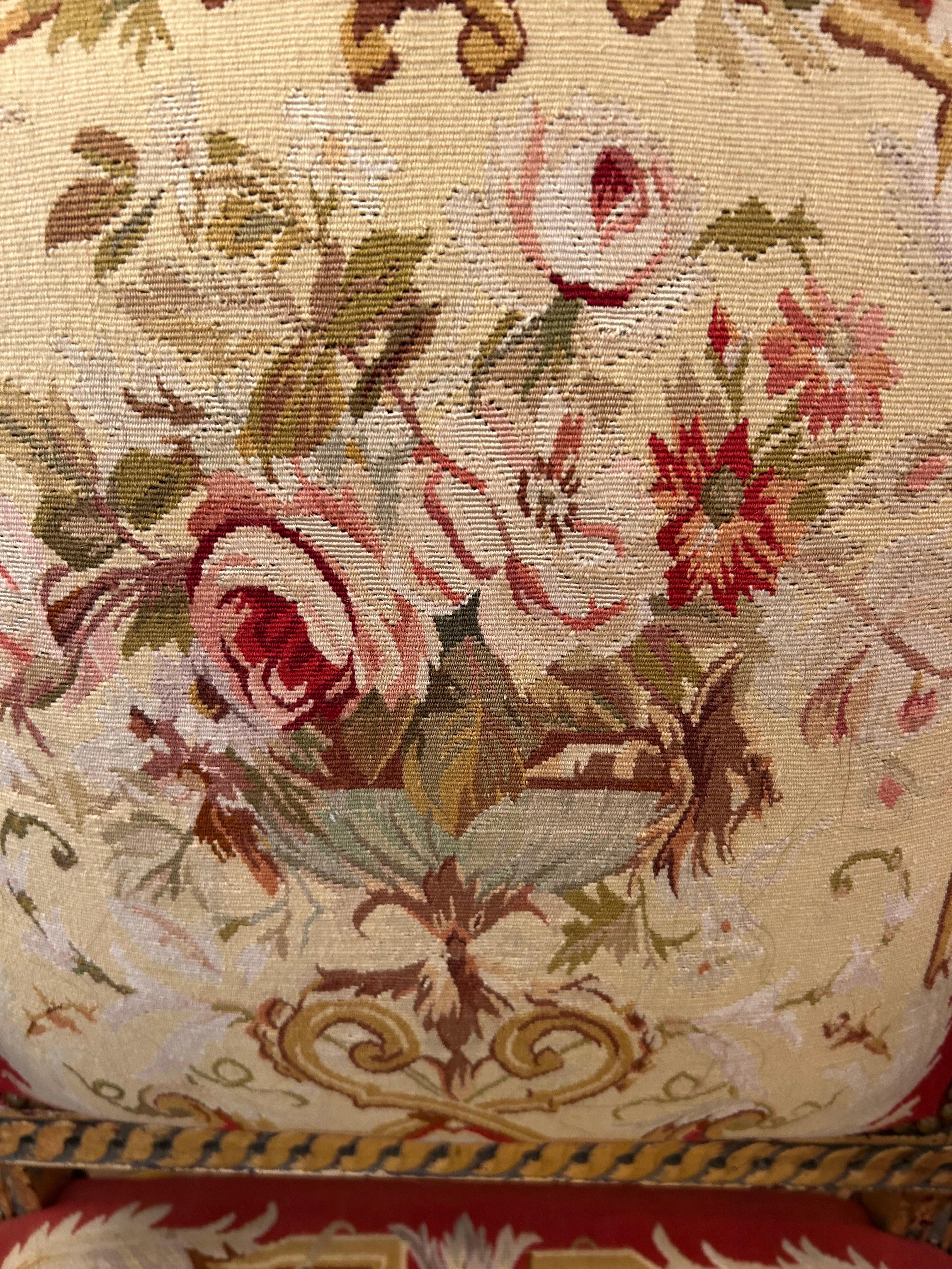 Opulent Giltwood & Tapestry Armchair Made for Royalty For Sale 6