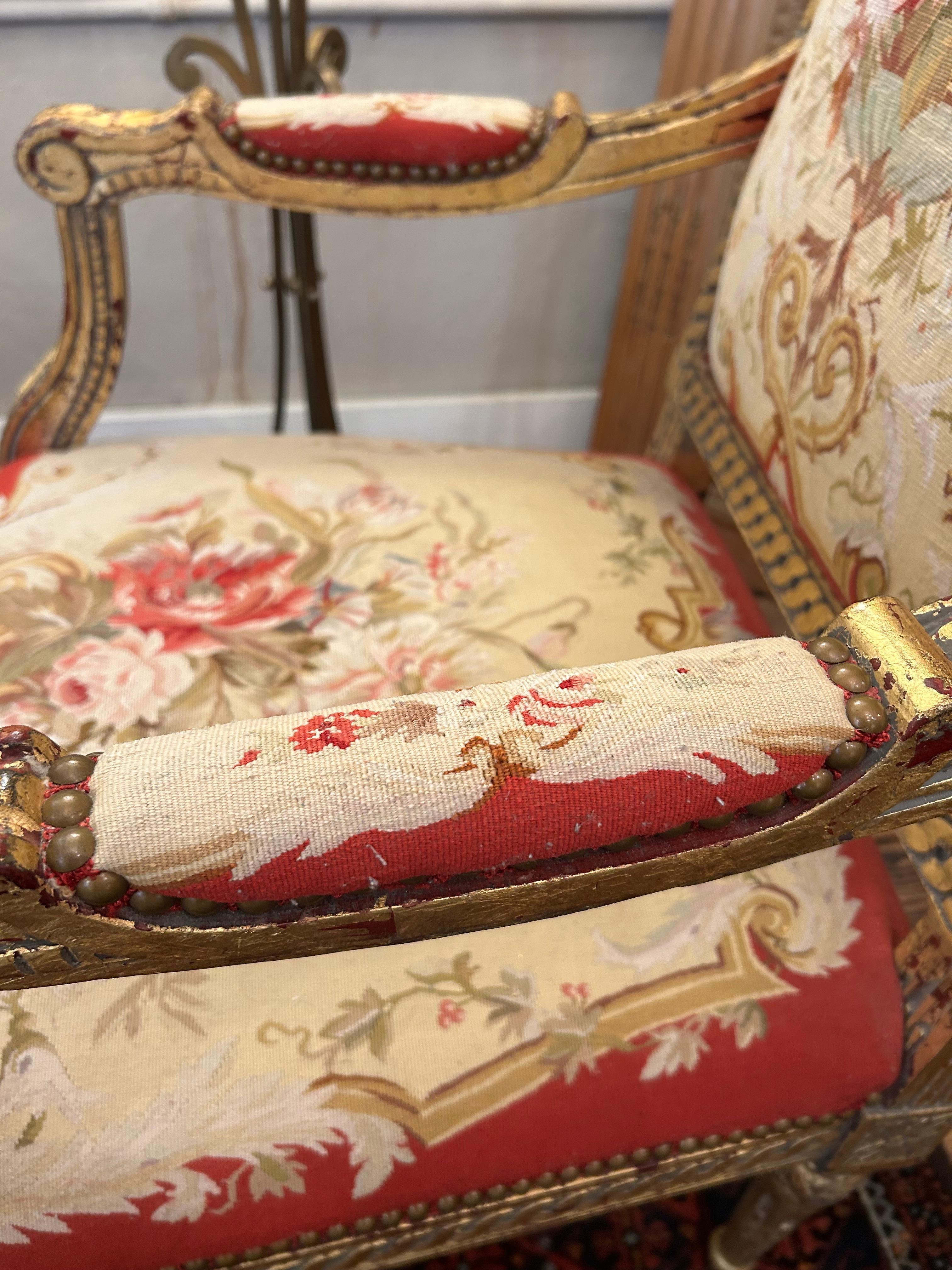 Opulent Giltwood & Tapestry Armchair Made for Royalty In Good Condition For Sale In Hopewell, NJ