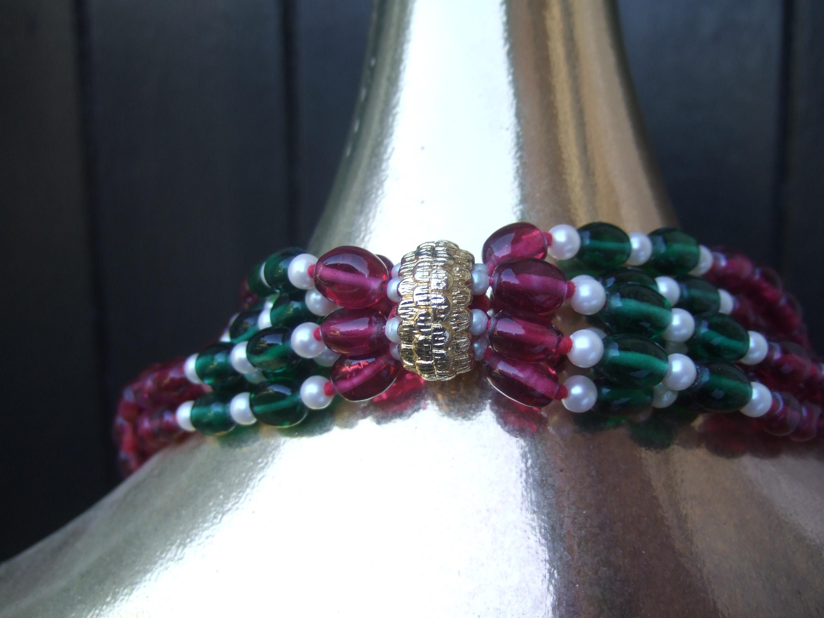 Opulenta collana a più fili con perline di vetro, anni '80, C.C. in vendita 12