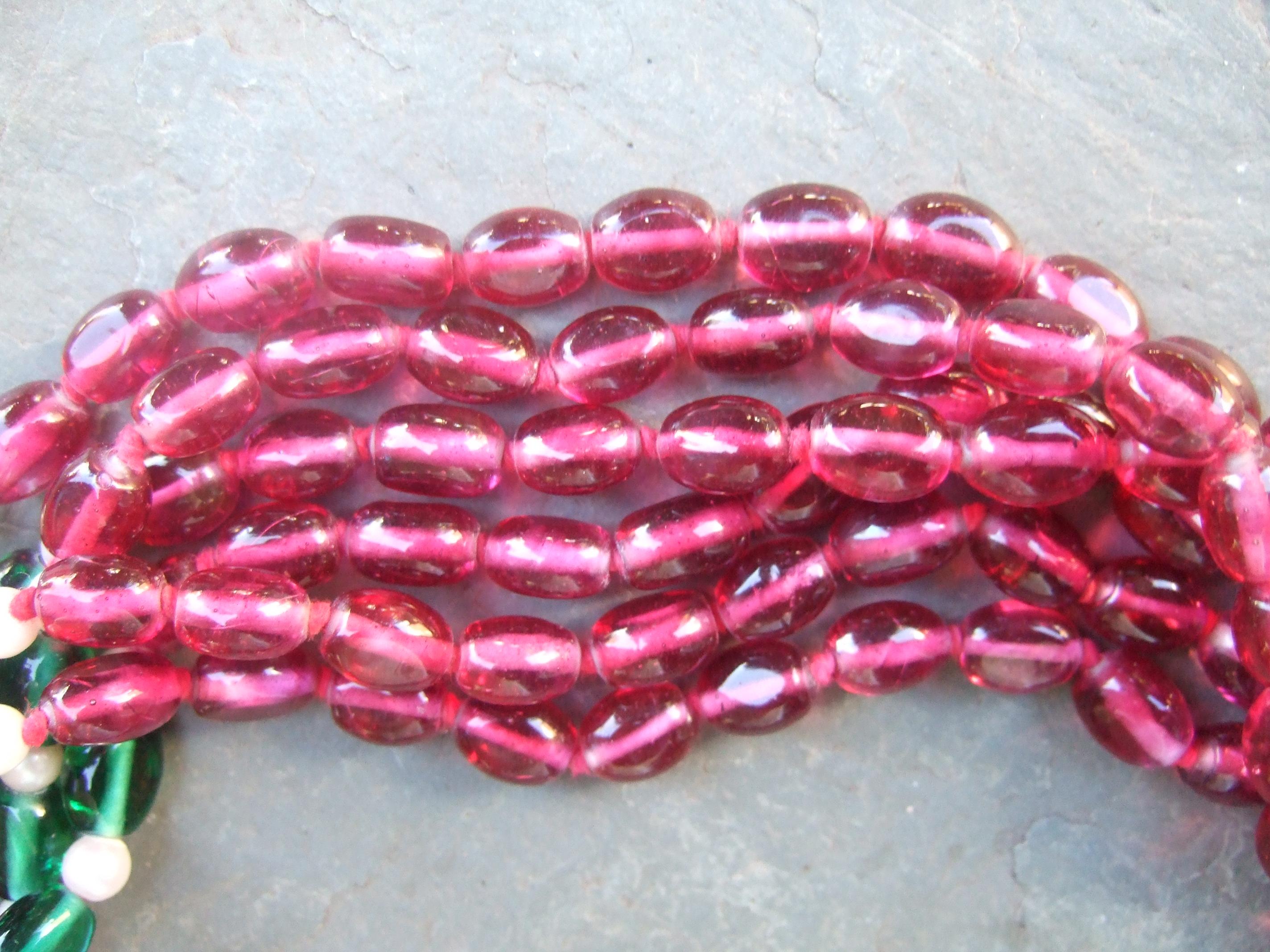 Opulenta collana a più fili con perline di vetro, anni '80, C.C. in vendita 13