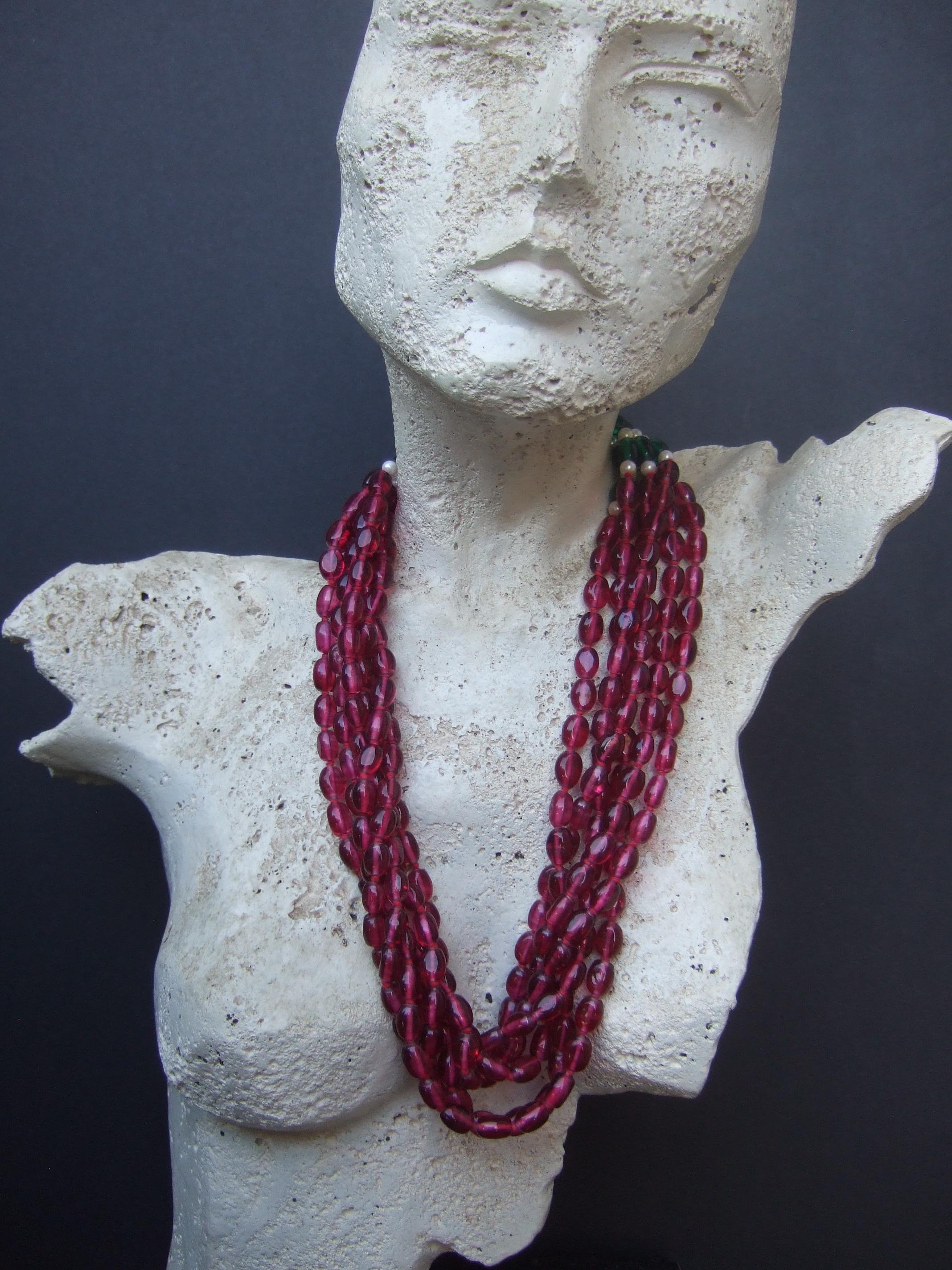 da uomo o donna Opulenta collana a più fili con perline di vetro, anni '80, C.C. in vendita