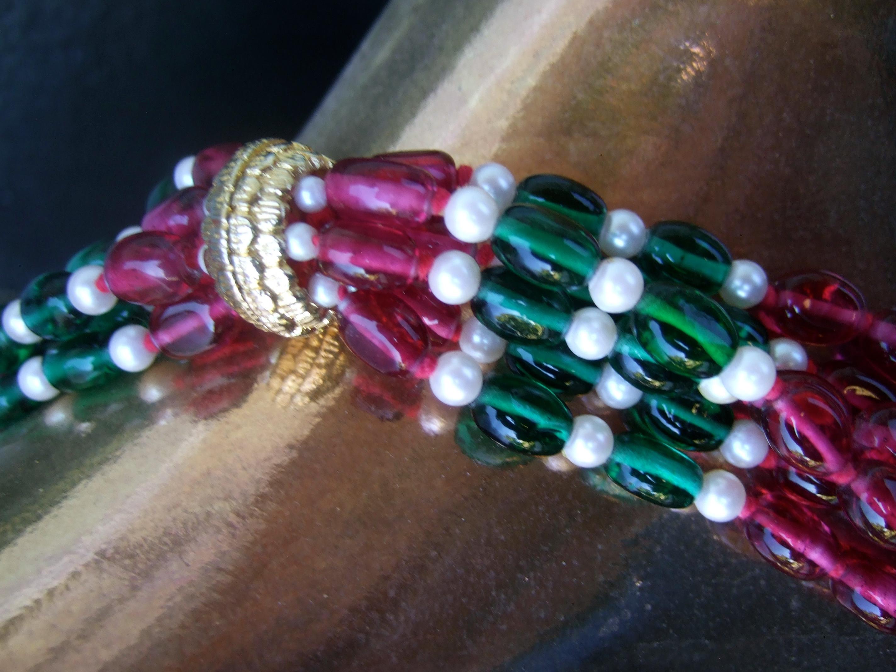 Opulenta collana a più fili con perline di vetro, anni '80, C.C. in vendita 1