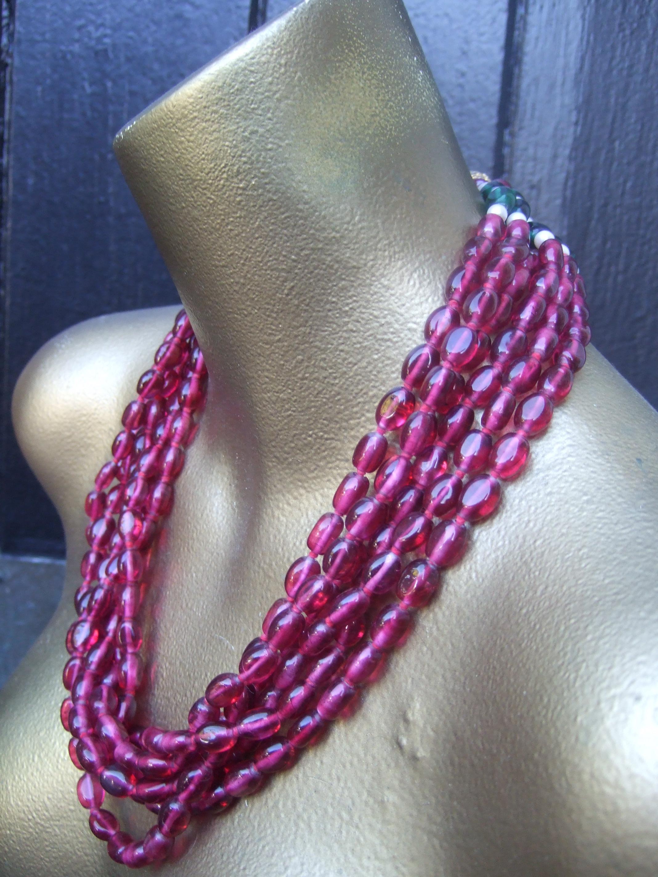 Opulenta collana a più fili con perline di vetro, anni '80, C.C. in vendita 2