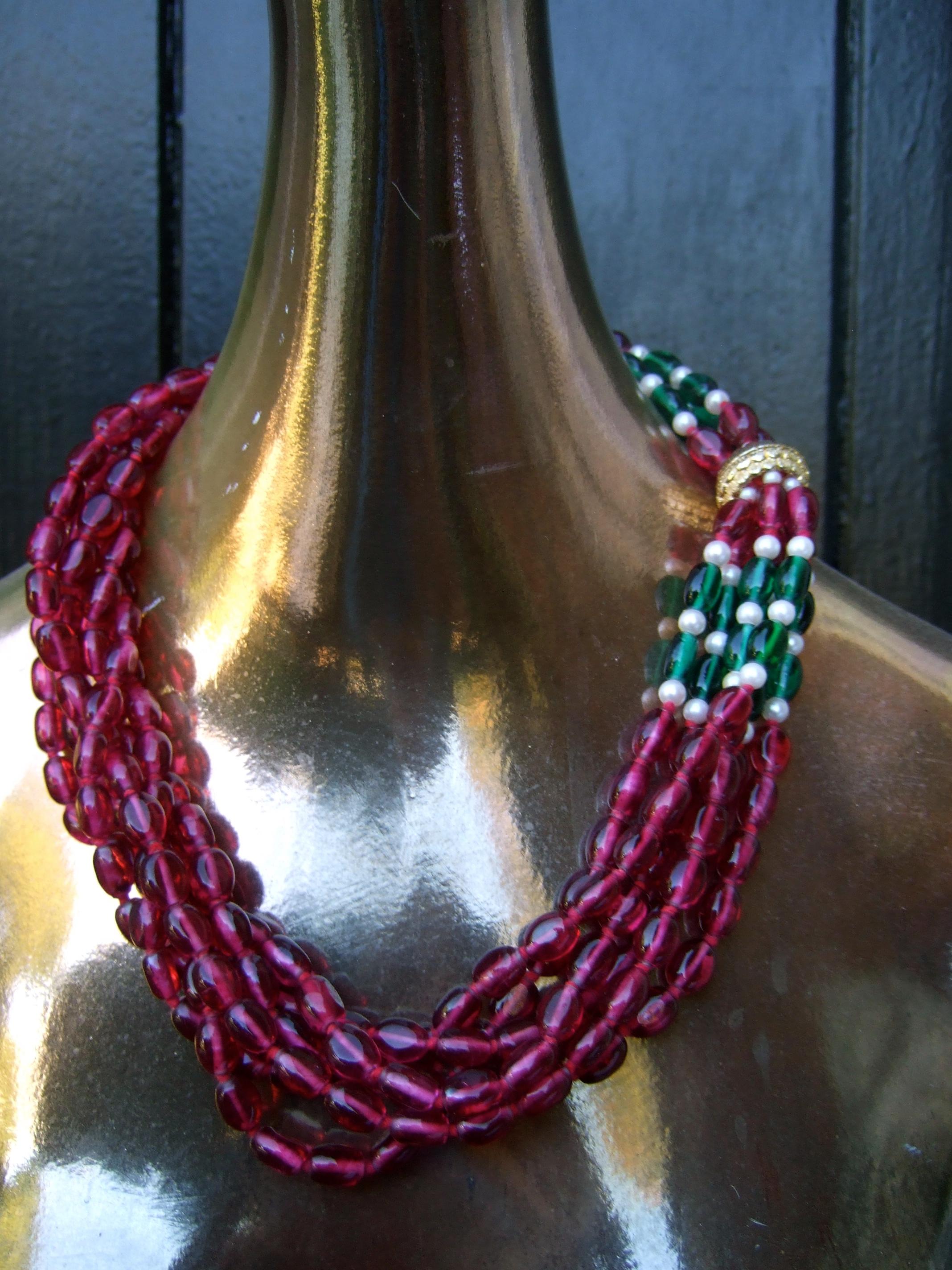 Opulenta collana a più fili con perline di vetro, anni '80, C.C. in vendita 4