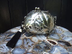 Opulent Handmade Silver Metal Artisan Leaves Evening Bag designed by Perez Sanz