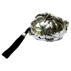 Opulent Handmade Silver Metal Artisan Leaves Evening Bag designed by Perez Sanz