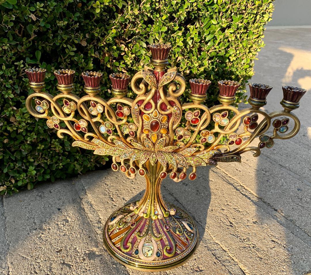 Opulent Hanukkah Menorah Candelabra or Candelabrum by Jay Strongwater 2